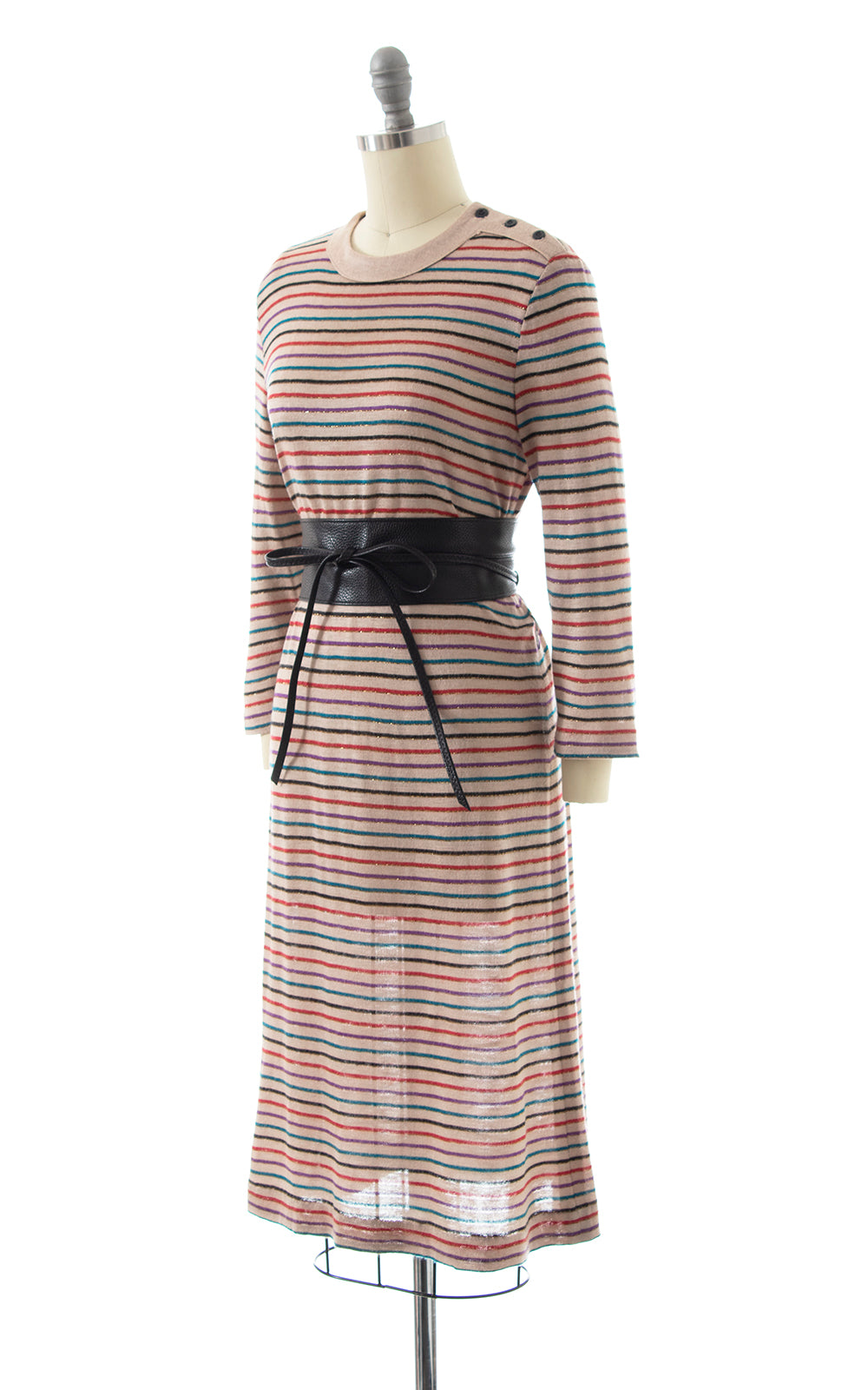 1970s Metallic Striped Sweater Dress | x-small/small