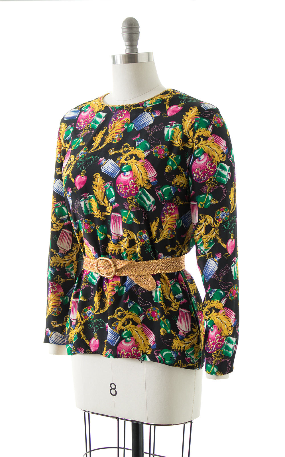 1980s Perfume & Gems Novelty Print Blouse BirthdayLifeVintage
