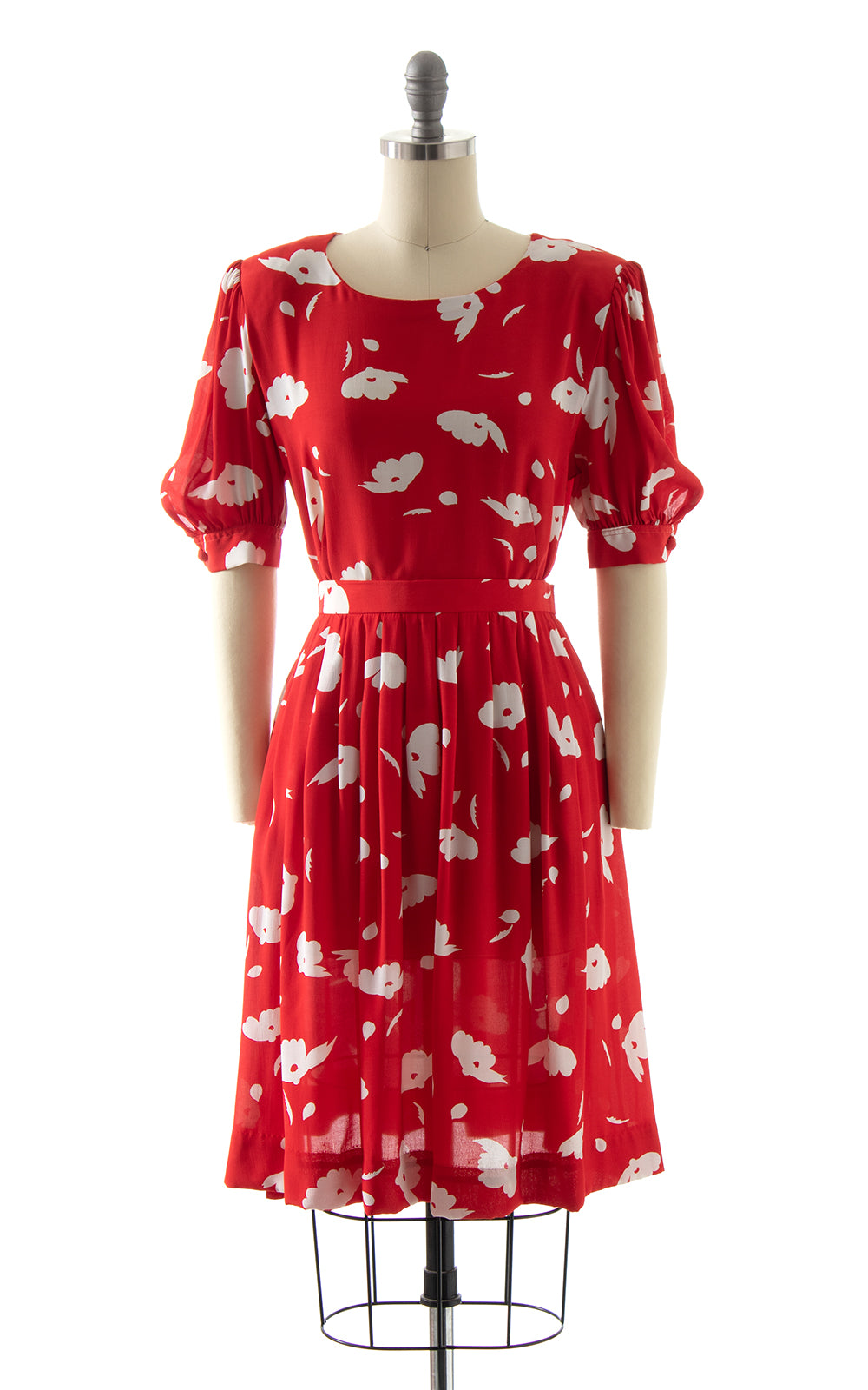 1980s Floral Rayon Blouse & Skirt Set BirthdayLifeVintage