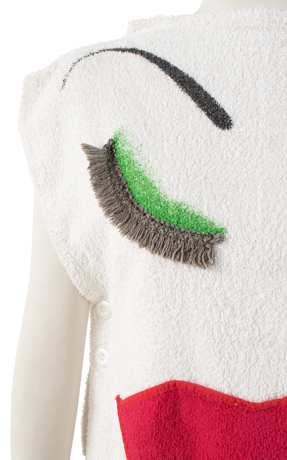 1960s Face Novelty Print Terrycloth Swimsuit Coverup | xs/small/medium