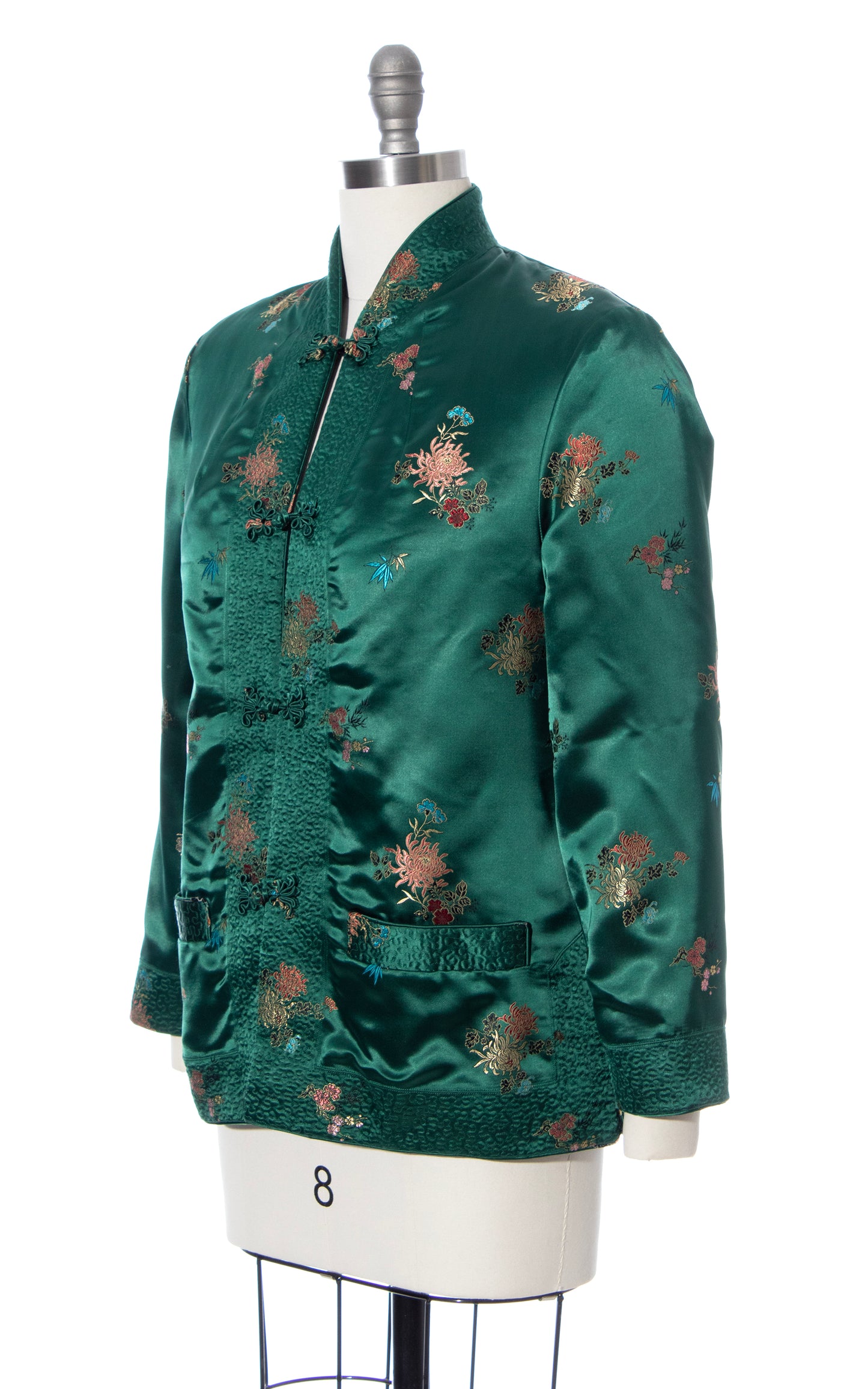 Vintage 60s 1960s REVERSIBLE Floral Satin Jacquard Asian Jacket BirthdayLifeVintage
