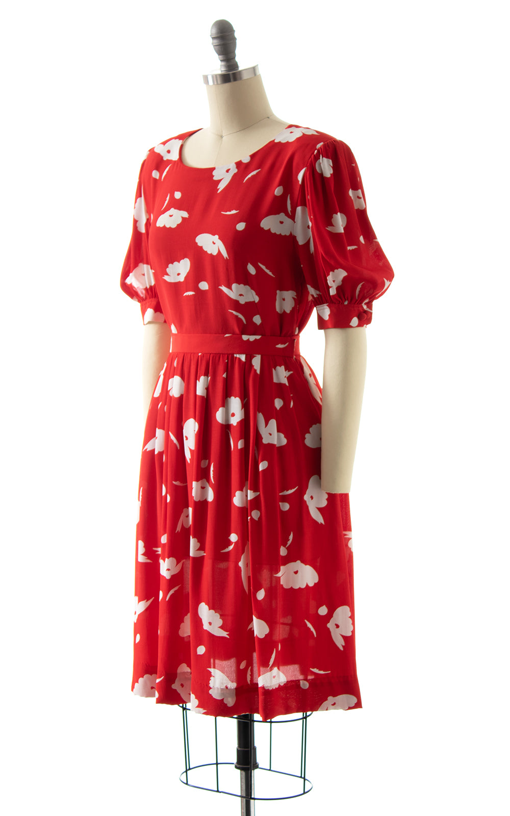 1980s Floral Rayon Blouse & Skirt Set BirthdayLifeVintage