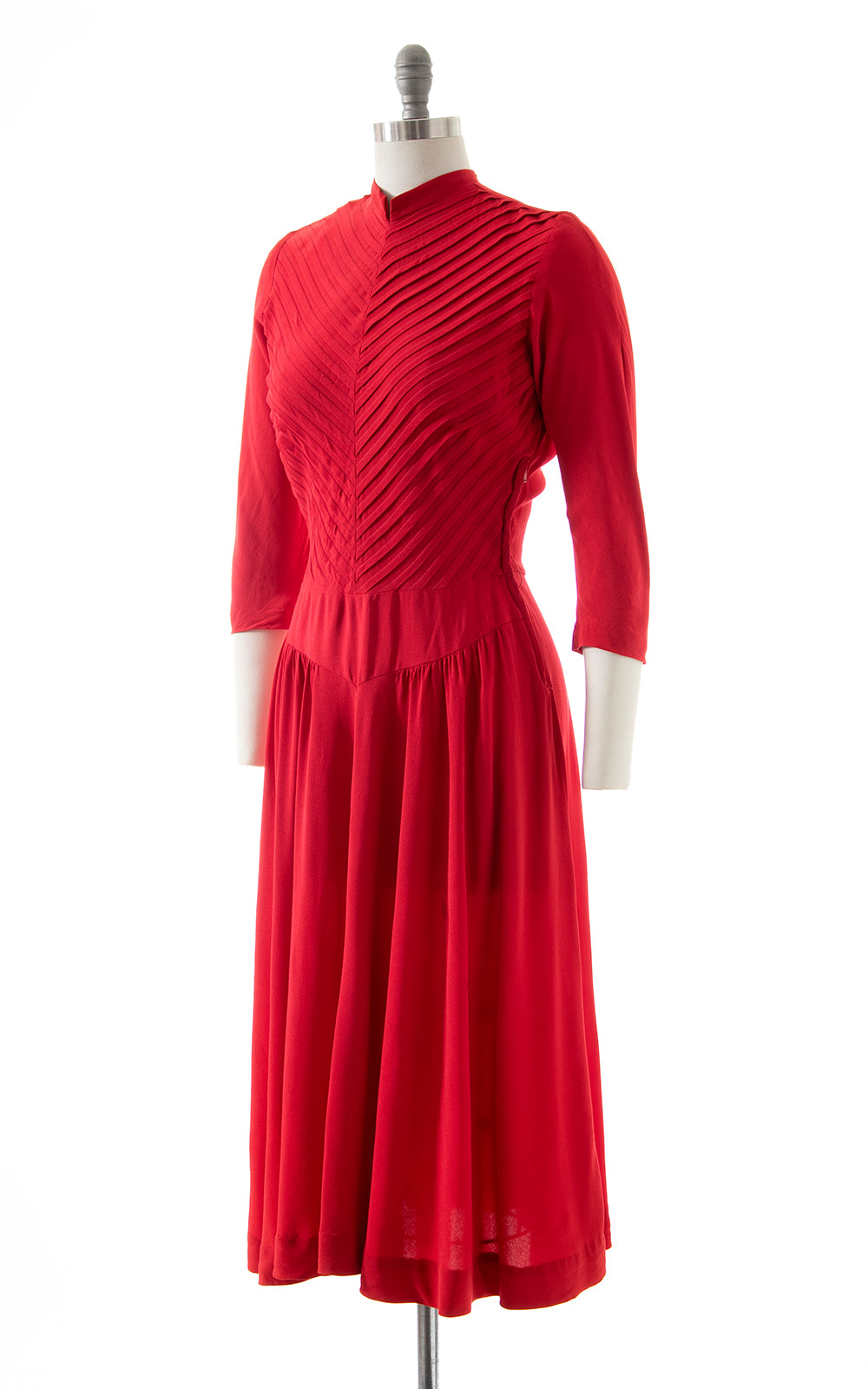 1940s Red Rayon Dress | medium