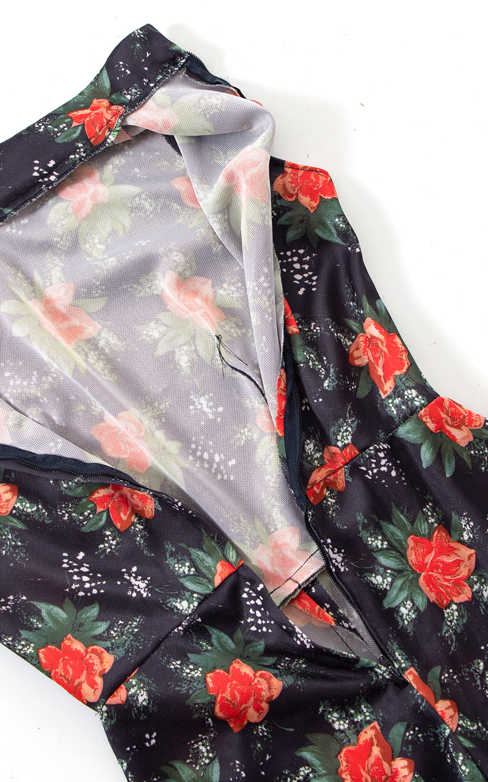 Vintage 1970s 70s Rose Print Printed Black Cropped Wide Leg Palazzo Jumpsuit Birthday Life Vintage