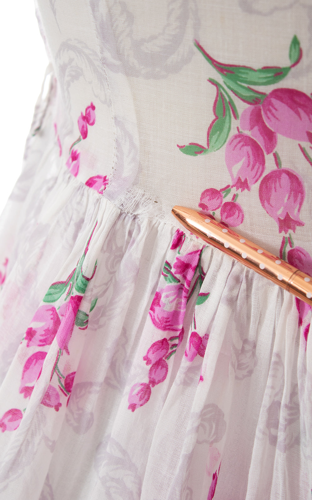 1950s Sheer Floral Shirtwaist Dress | small