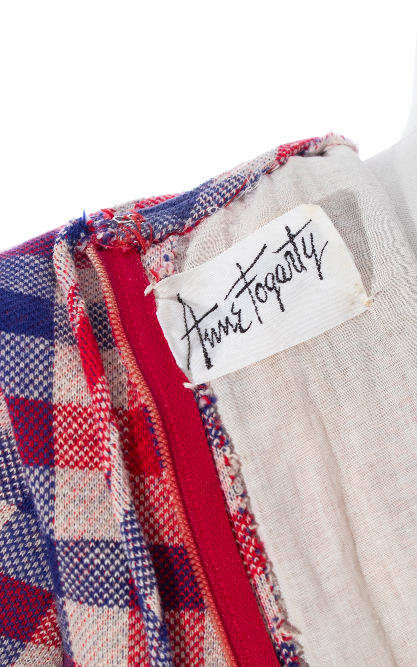 Vintage 50s 1950s ANNE FOGARTY Plaid Knit Jersey Red Blue Fall Winter Dress Birthday Life Vintage