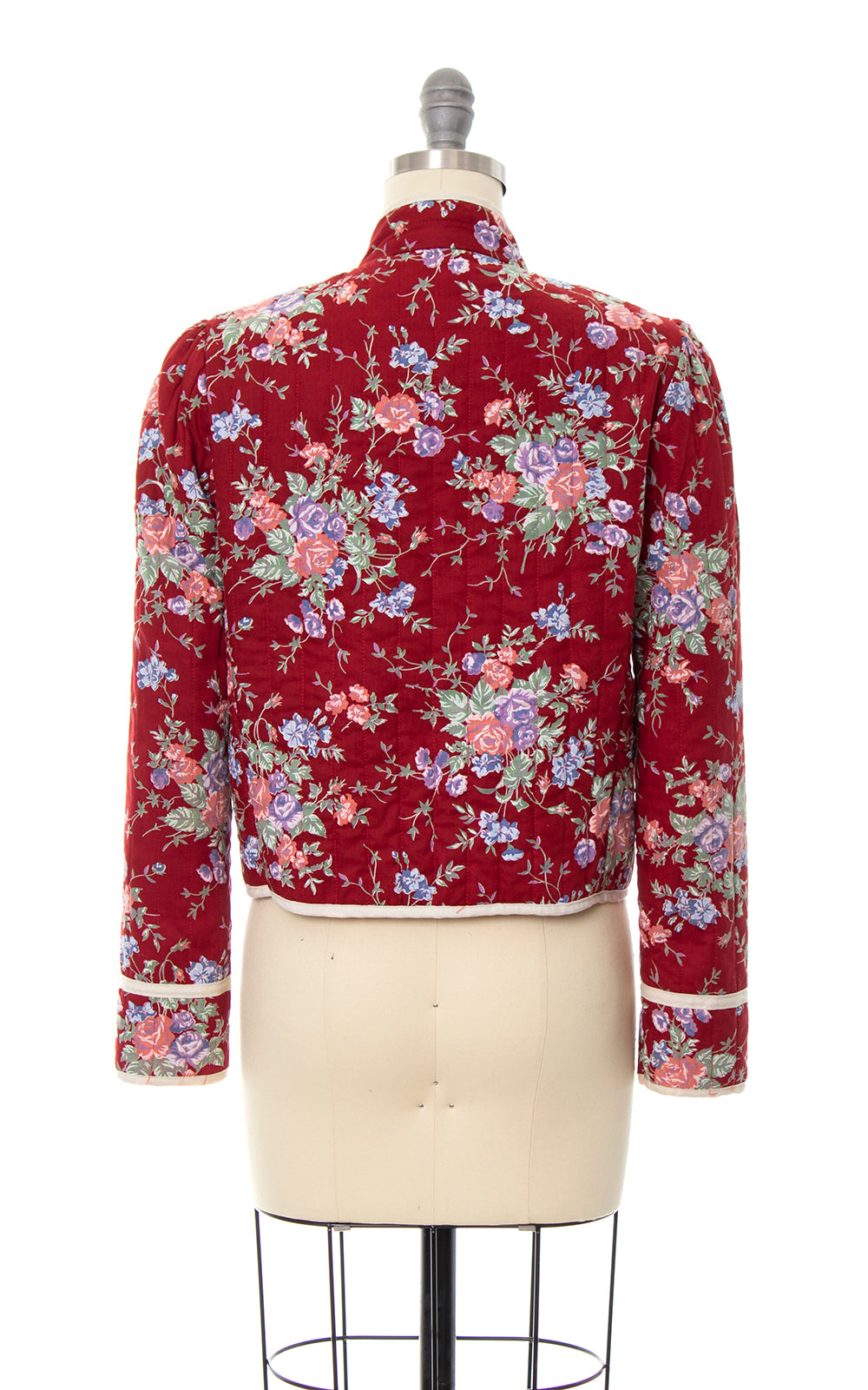 Vintage 1970s Quilted Floral Cotton Jacket x-small small Birthday Life Vintage