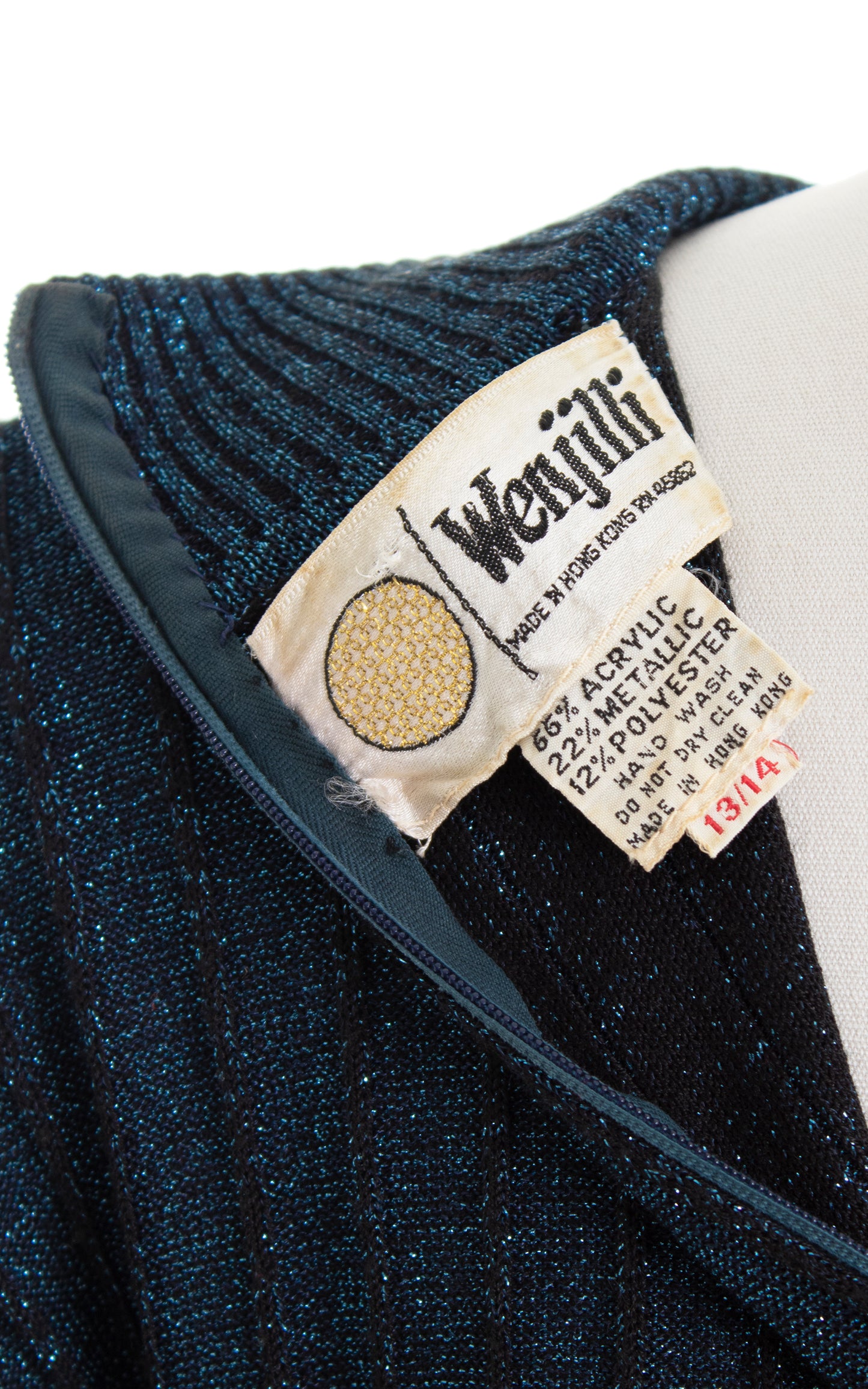 Vintage 1970s 70s WENJILLI Metallic Knit Blue Tunic Sweater Dress Birthday Life Vintage