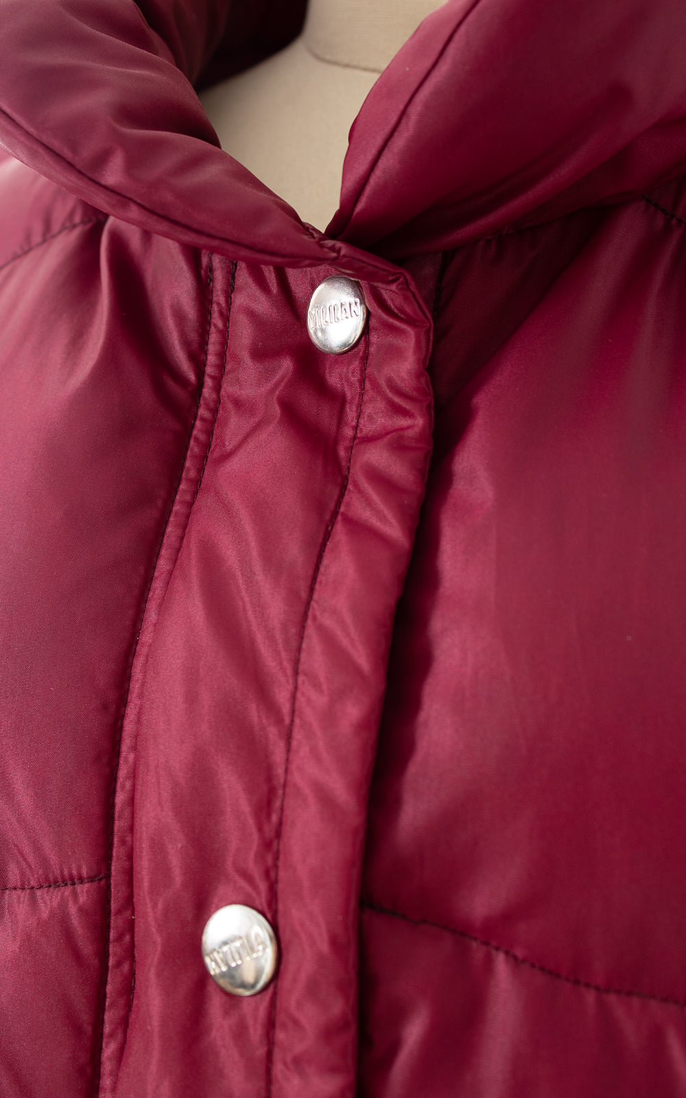 1980s Burgundy Quilted Down Puffer Coat BirthdayLifeVintage