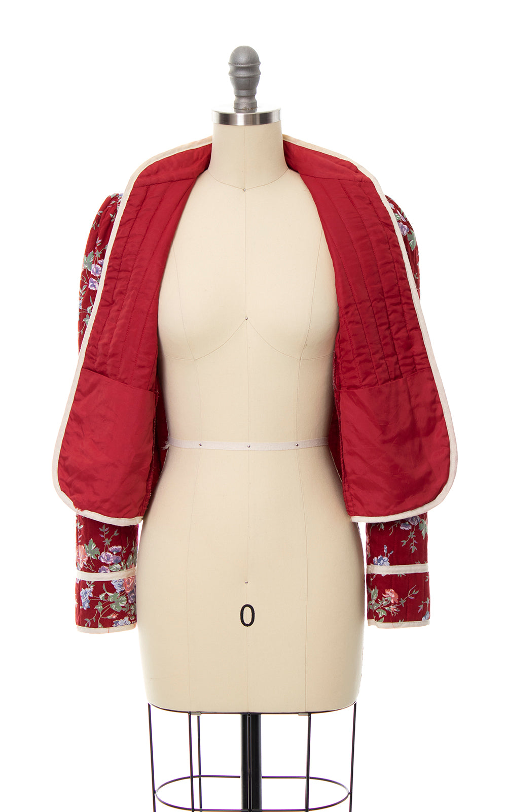 Vintage 1970s Quilted Floral Cotton Jacket x-small small Birthday Life Vintage