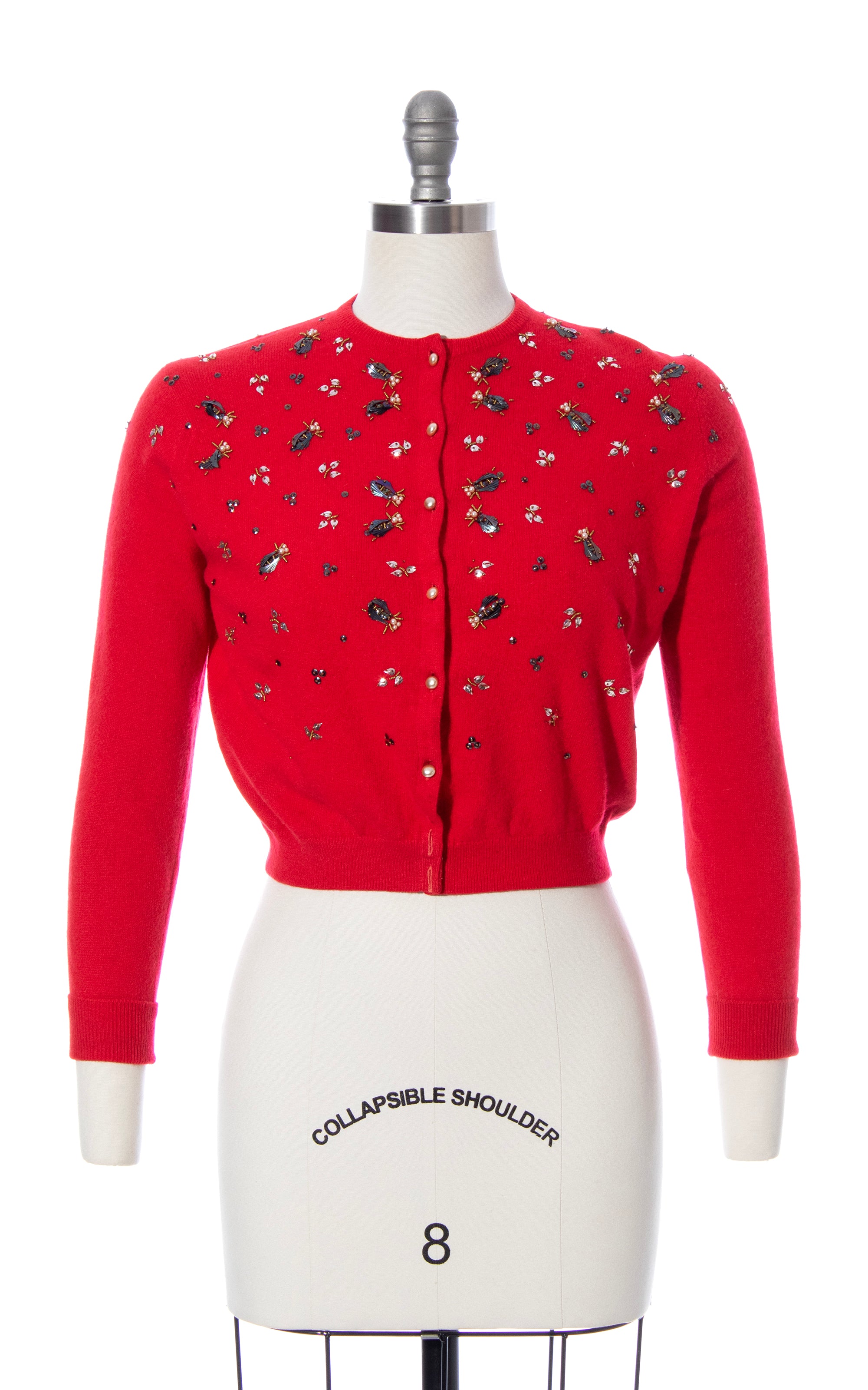 1950s Red Polka Dot Fly Sleeve Blouse