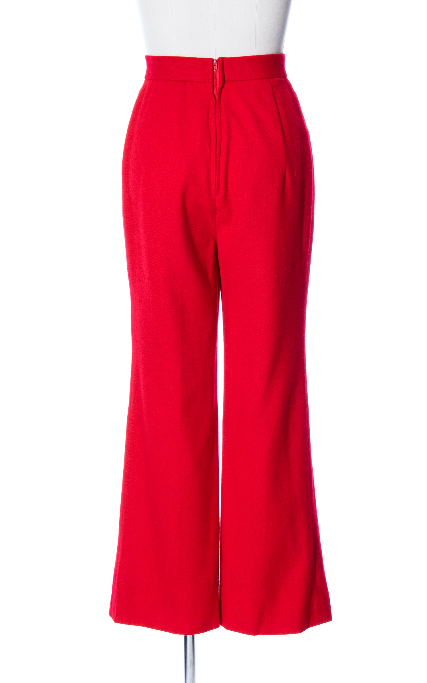 Vintage 70s 1970s Red Wool High Waisted Flared Bell Bottom Pants Birthday Life Vintage