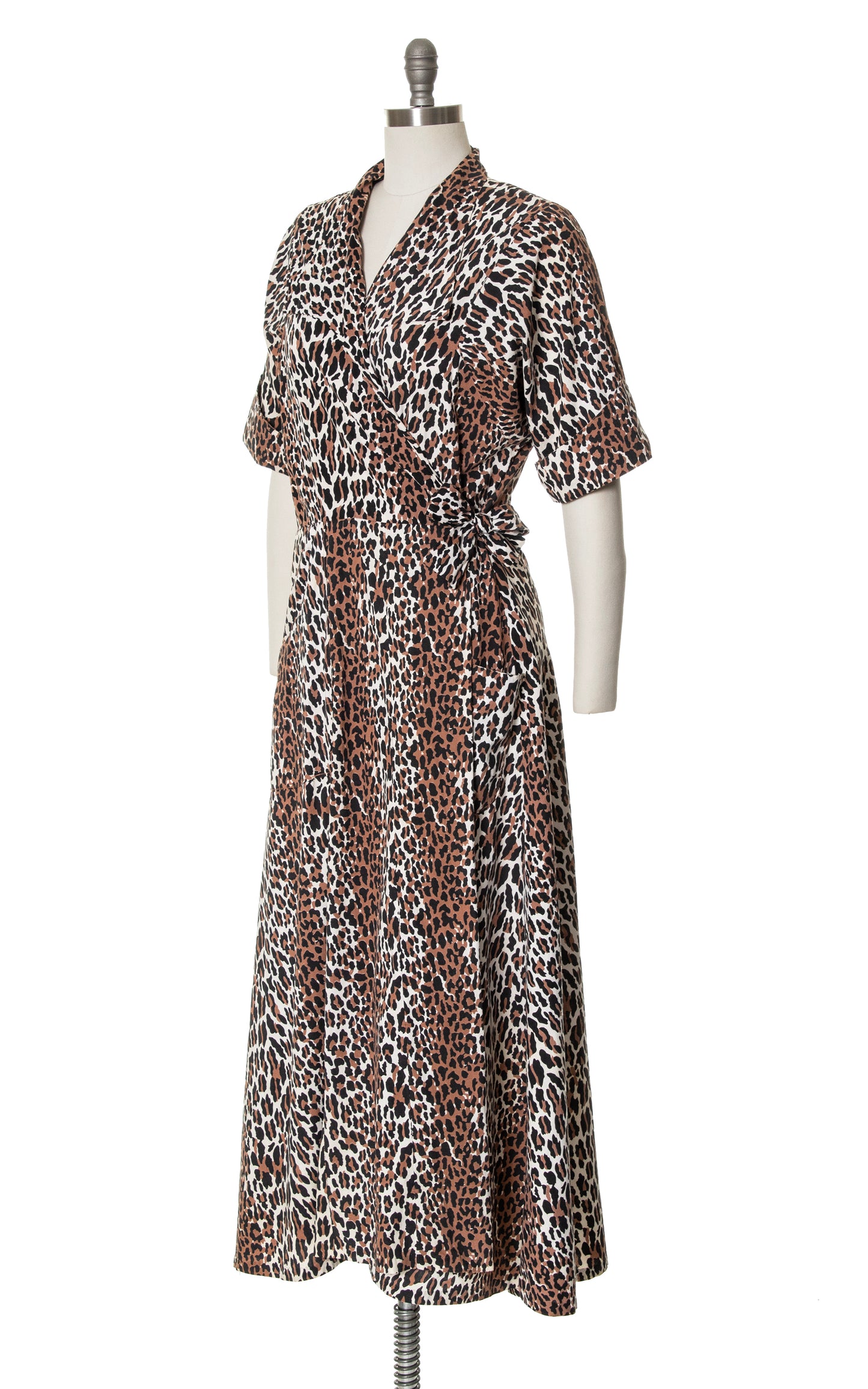 1970s Leopard Print Maxi Wrap Dress | small/medium