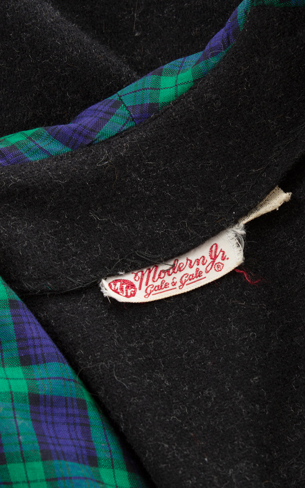 1950s Tartan Collar Grey Wool Shirt Dress with Pockets | small/medium