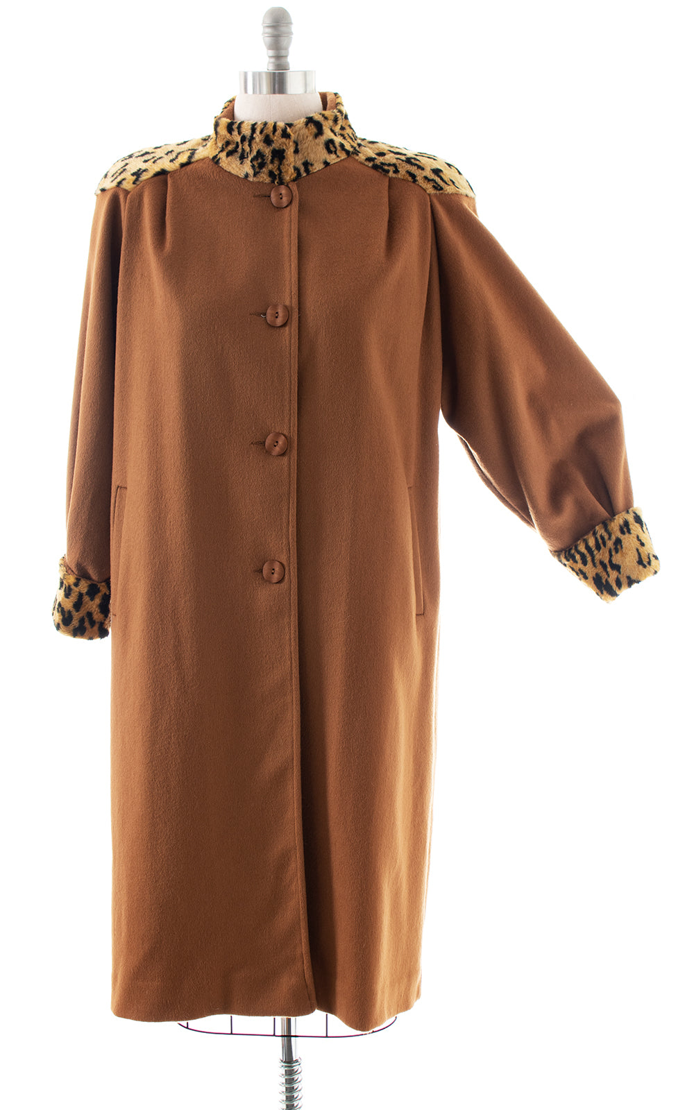 1980s does 1940s Leopard Faux Fur & Wool Coat | medium/large