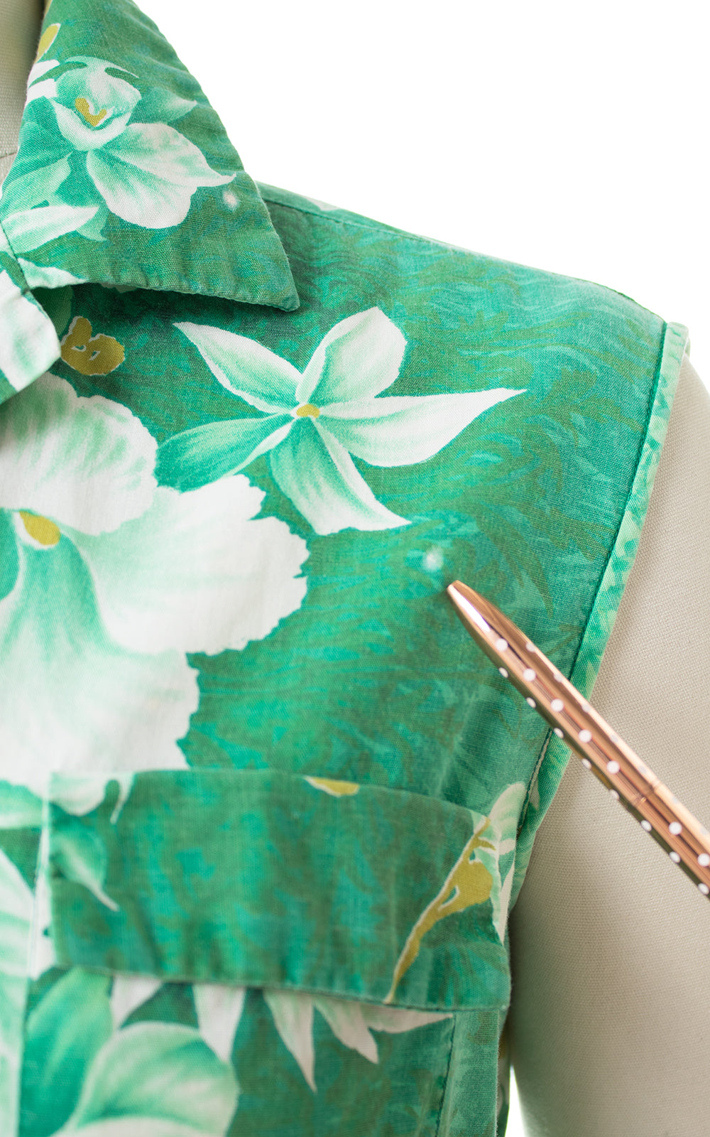 1950s Kamehameha Floral Ombre Print Blouse & Skirt Set