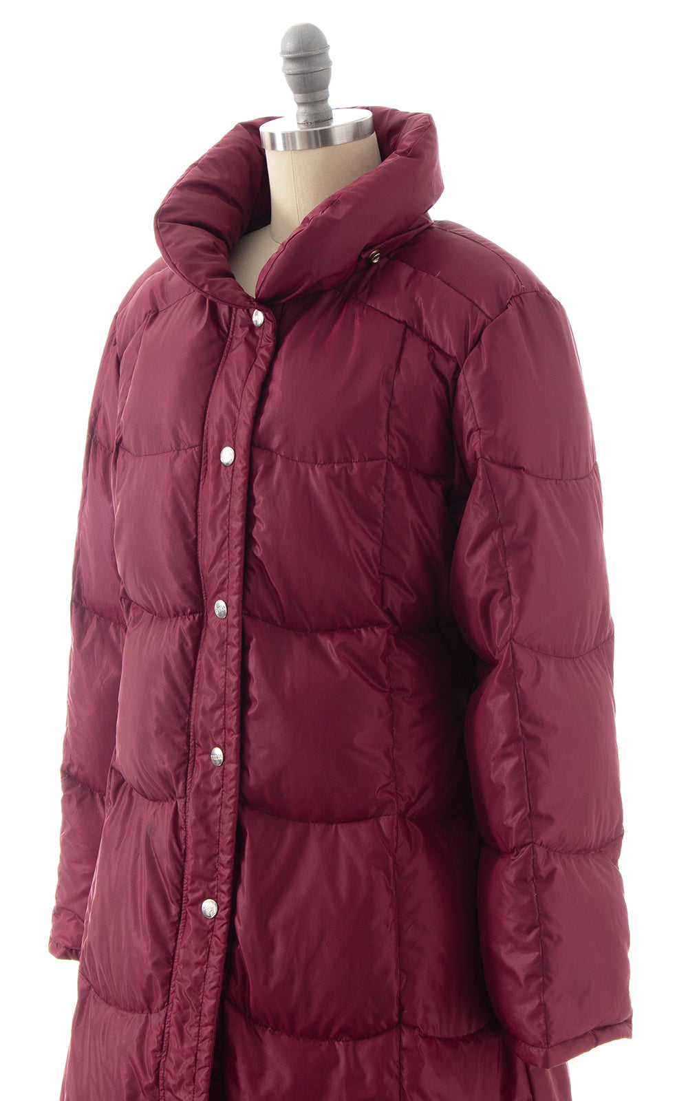1980s Burgundy Quilted Down Puffer Coat BirthdayLifeVintage