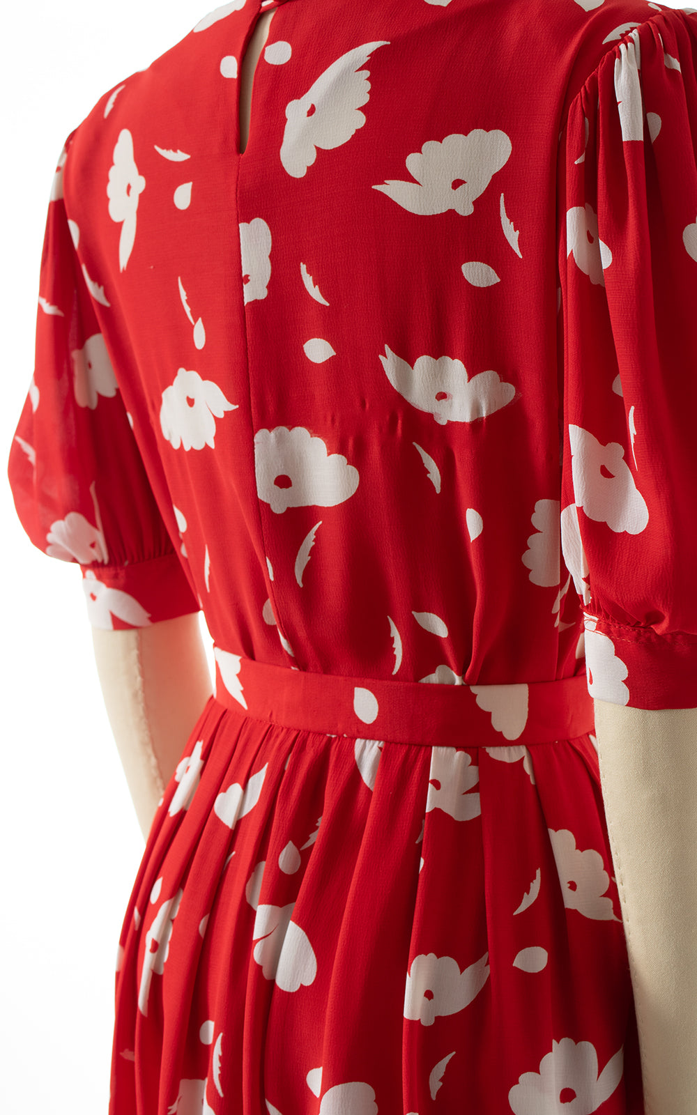 1980s Floral Rayon Blouse & Skirt Set BirthdayLifeVintage