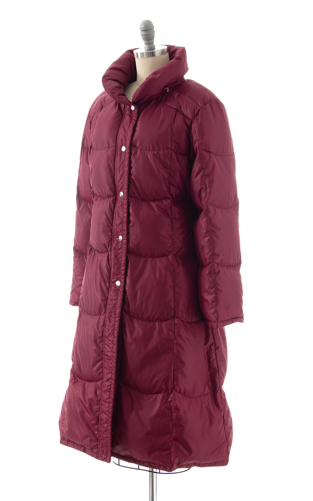 1980s Burgundy Quilted Down Puffer Coat BirthdayLifeVintage