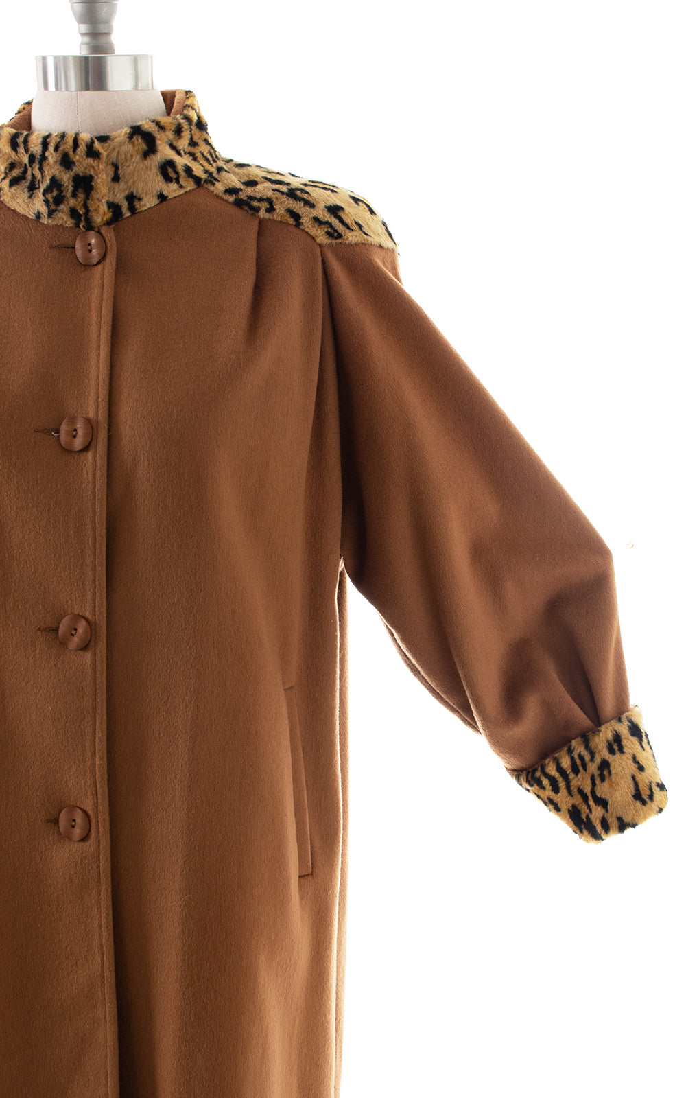 1980s does 1940s Leopard Faux Fur & Wool Coat | medium/large
