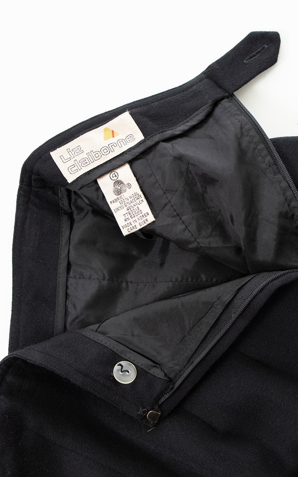 1980s LIZ CLAIBORNE Black Wool Skirt with Pockets | x-small