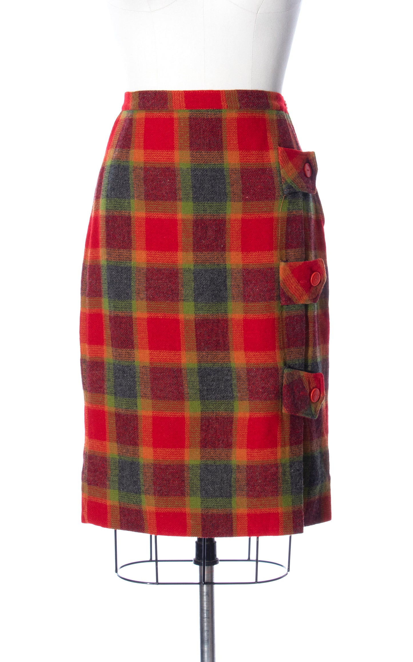 Vintage 60s 1960s Colorful Plaid Tartan Wool Skirt Birthday Life Vintage