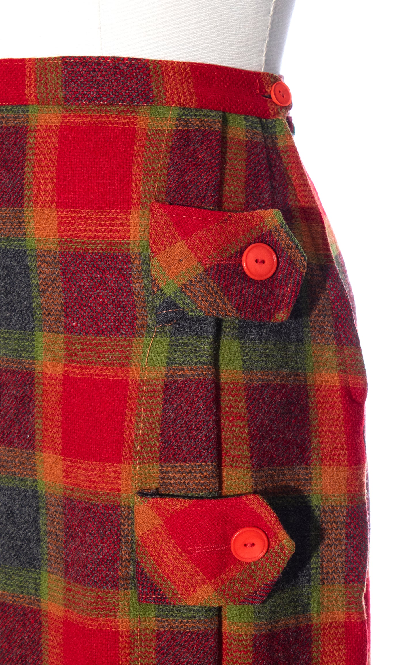 Vintage 60s 1960s Colorful Plaid Tartan Wool Skirt Birthday Life Vintage