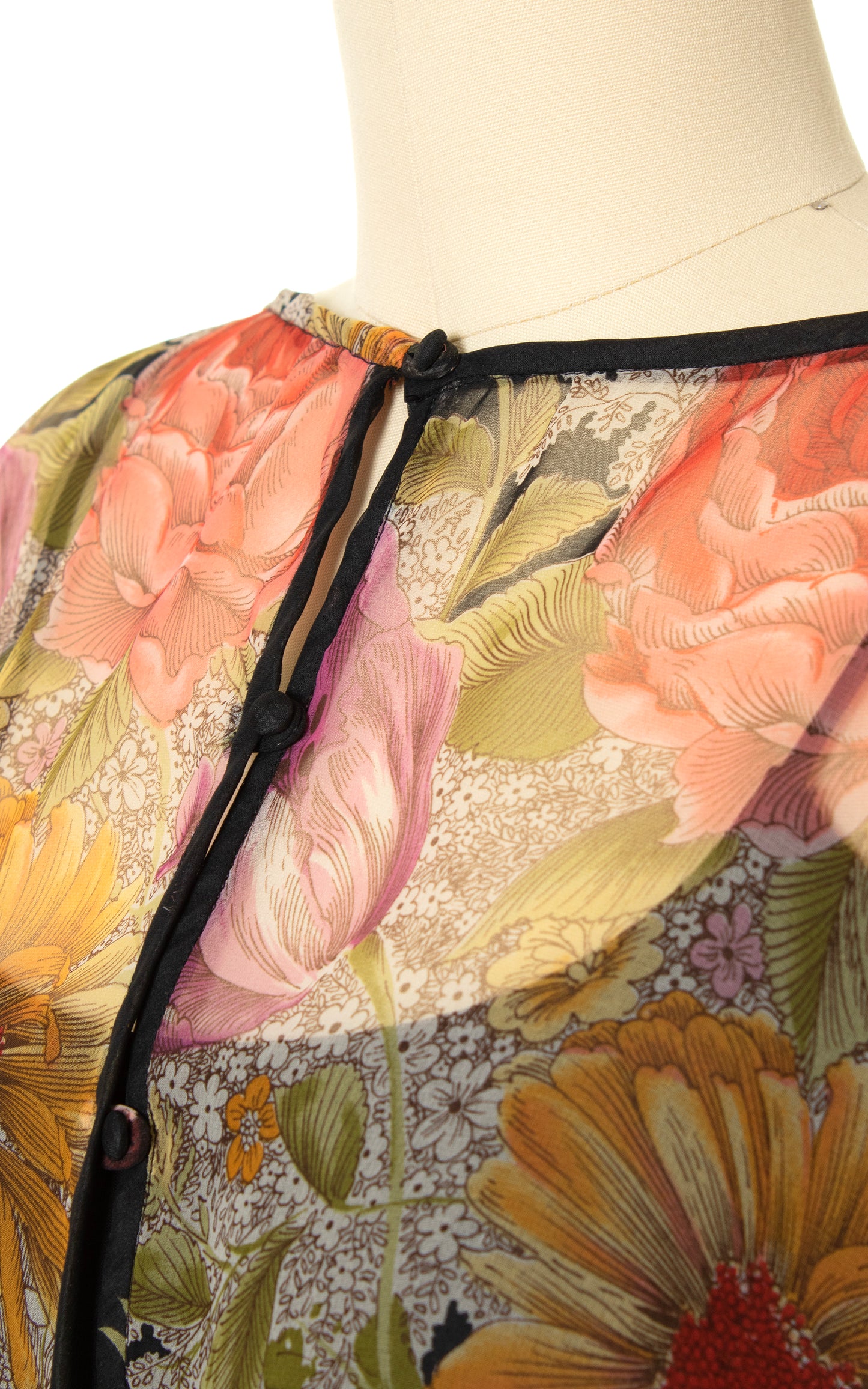 1970s Floral Chiffon Maxi Dress Set | x-small/small