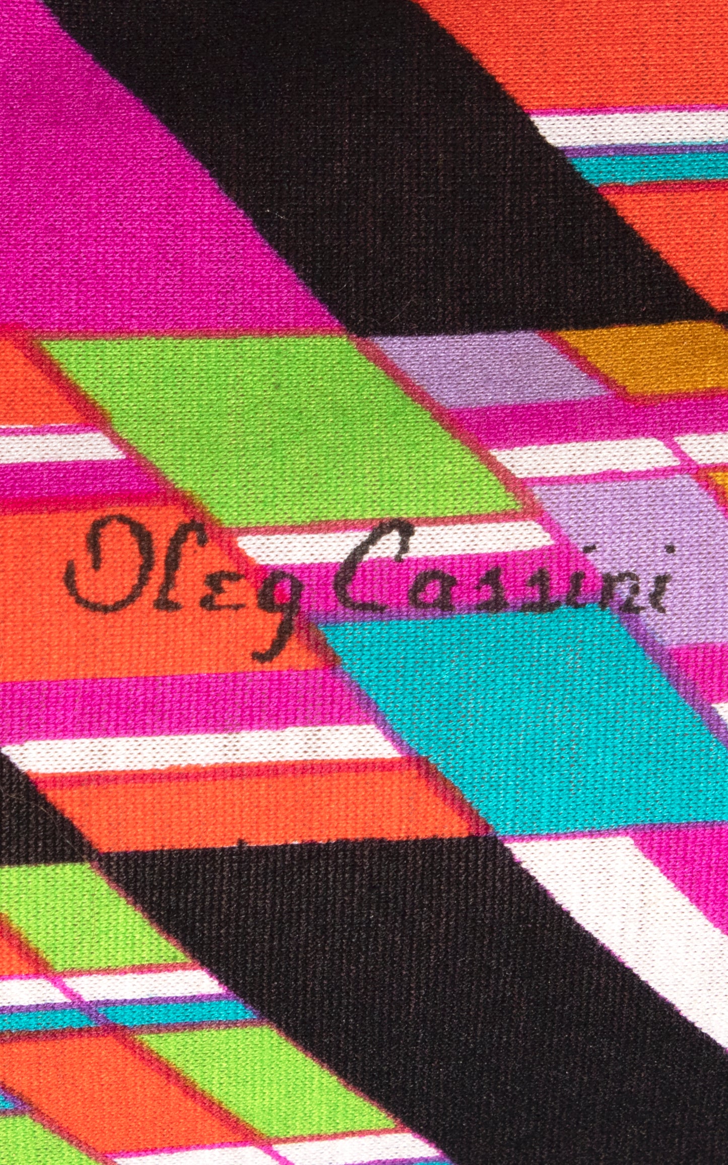 Vintage 70s 1970s OLEG CASSINI Geometric Printed Jersey Psychedelic Shift Dress Birthday Life Vintage