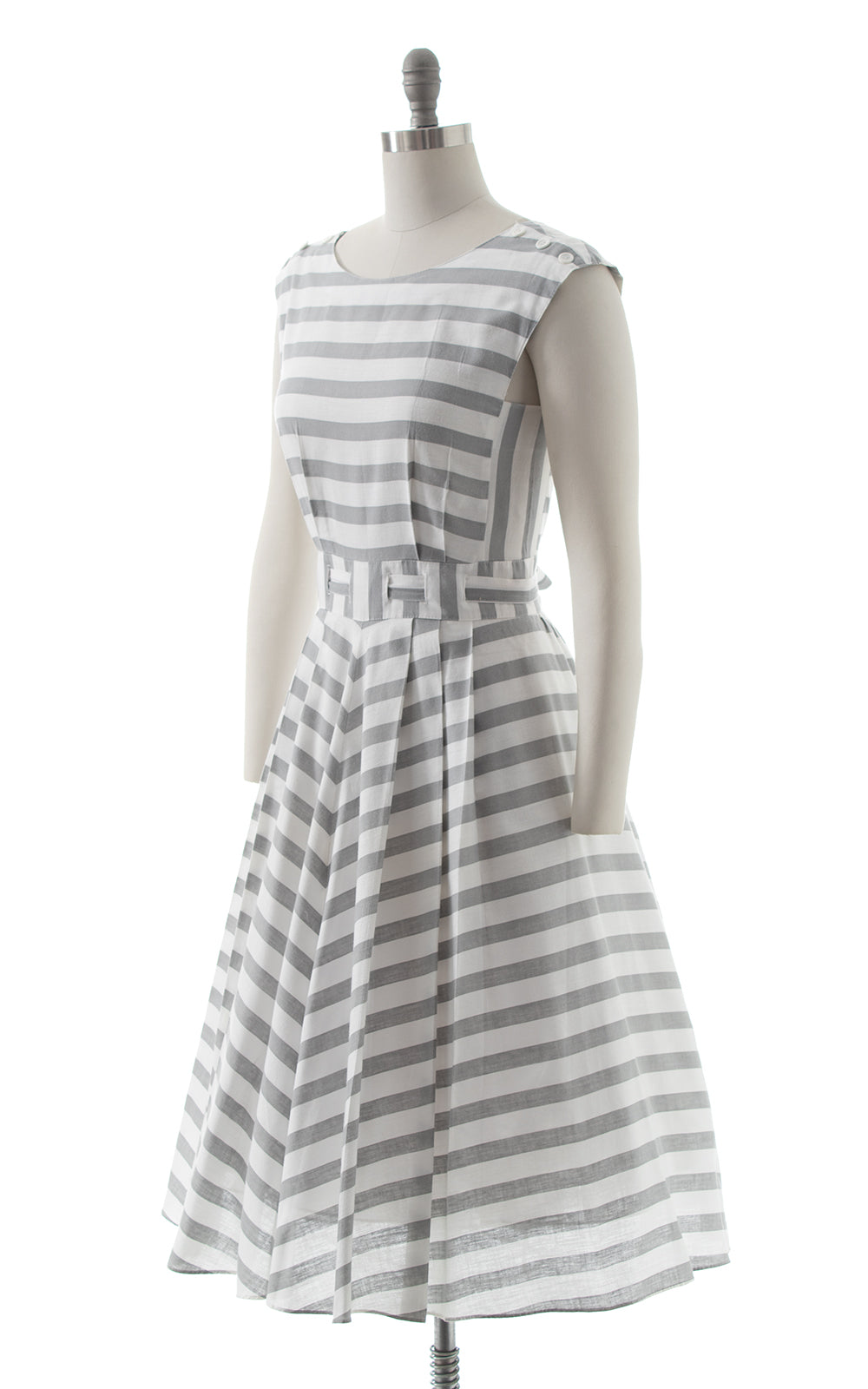 1980s Nautical Striped Sundress | small
