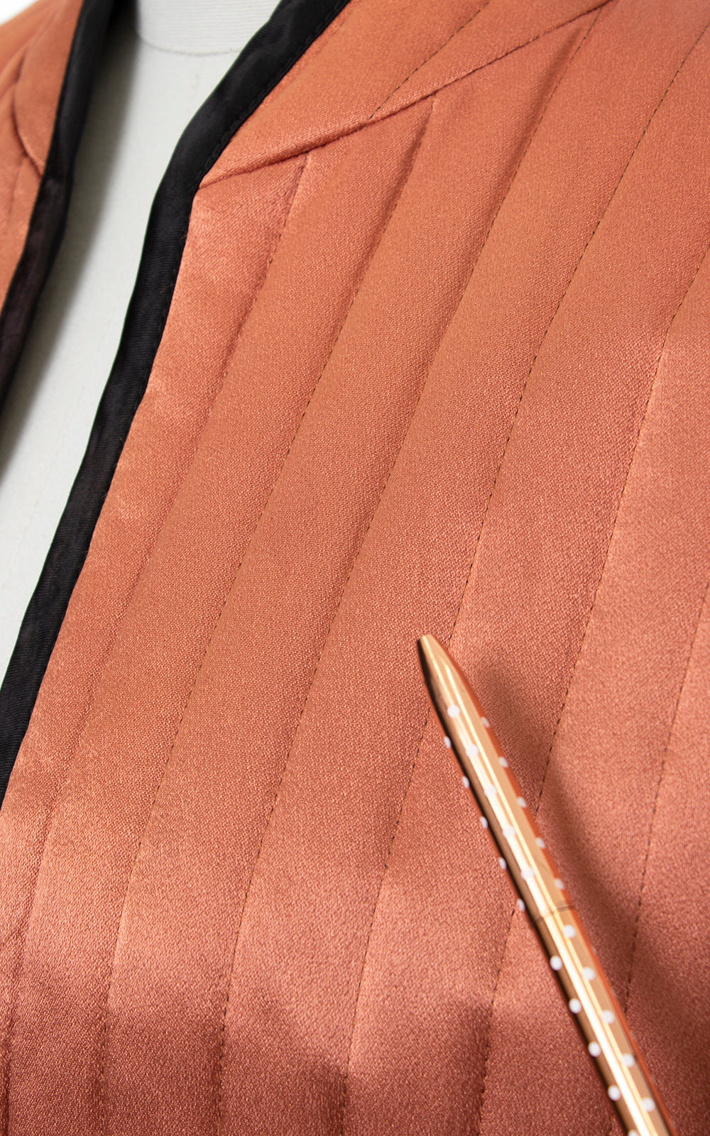 Vintage 1970s Quilted Copper Satin Jacket small Birthday Life Vintage