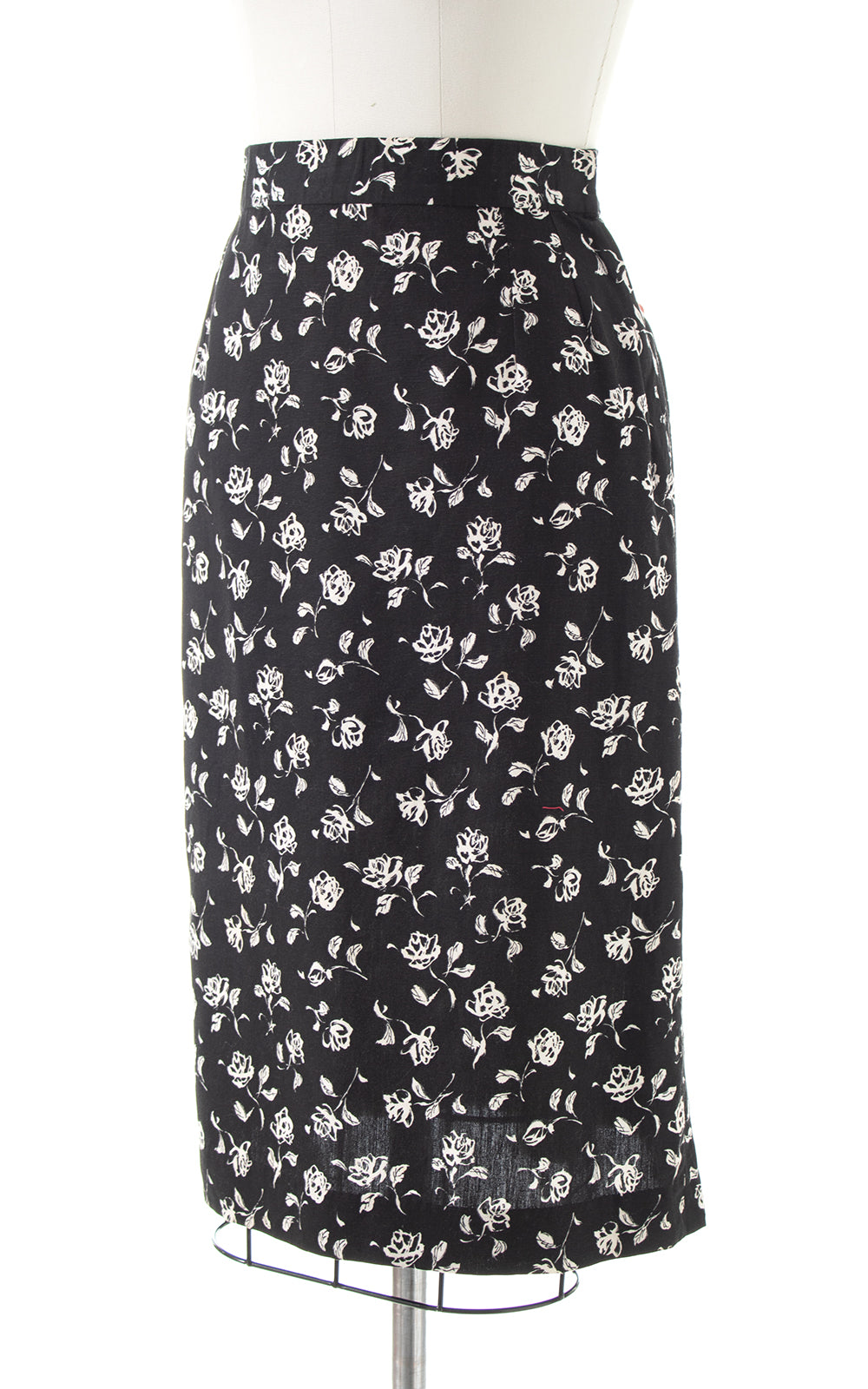 1960s Rose Print Pencil Skirt | medium