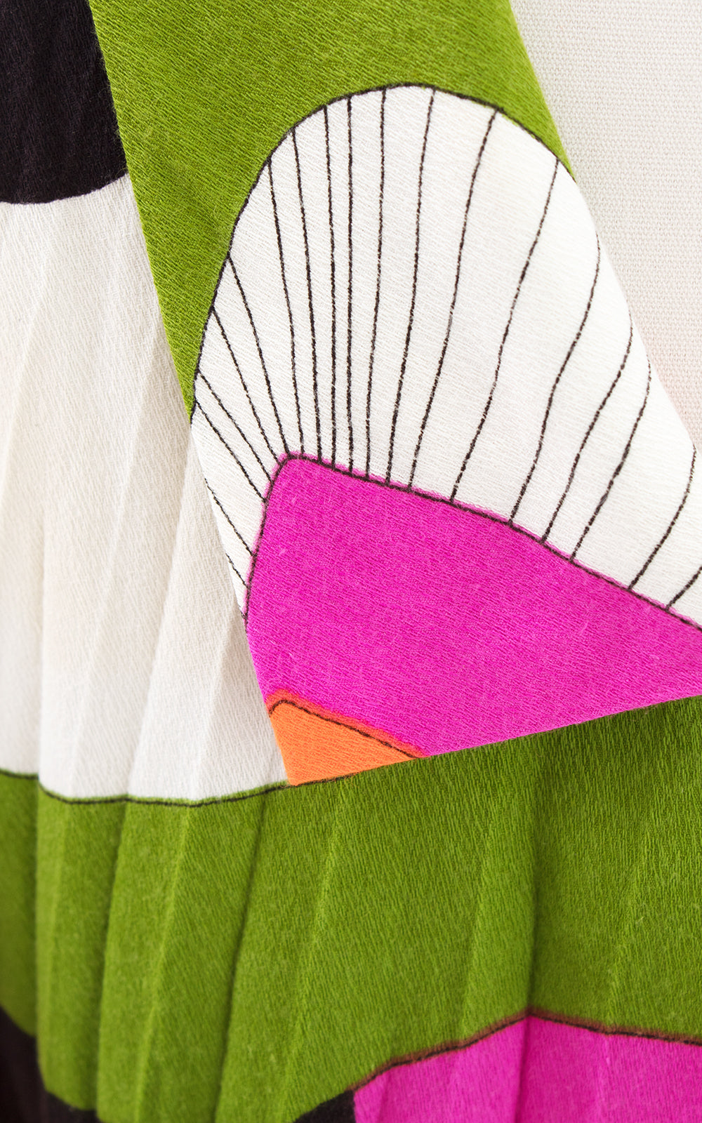 1960s Psychedelic Barkcloth Pleated Trapeze Dress