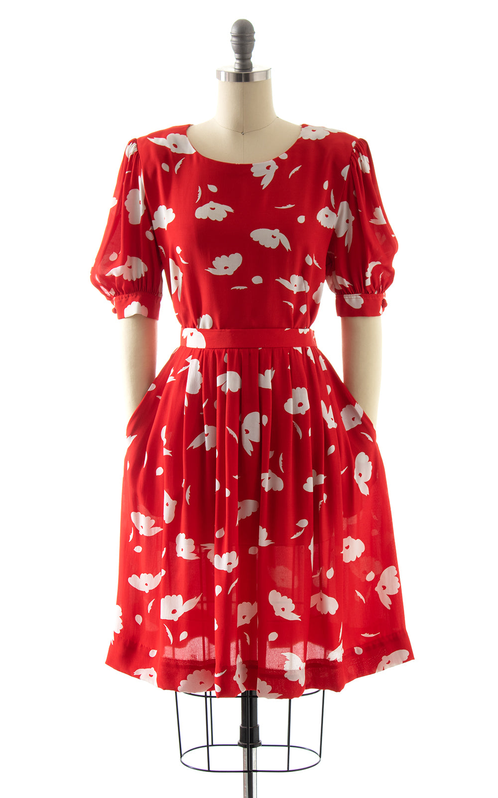 1980s Floral Rayon Blouse & Skirt Set BirthdayLifeVintage