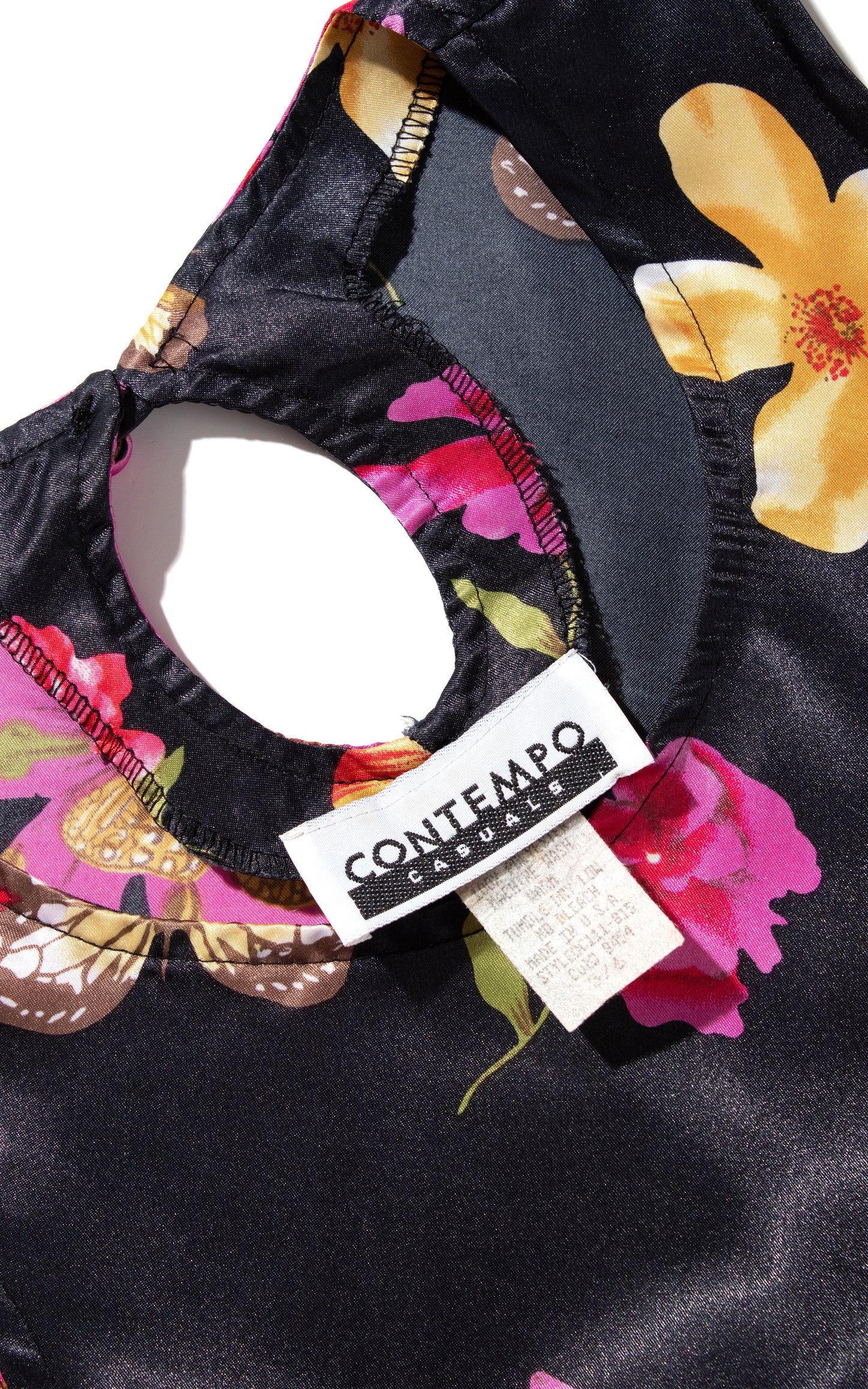 Vintage 2000s Y2K Floral Butterfly Novelty Print Bias Cut Satin Slip Dress Contempo Casuals BirthdayLifeVintage