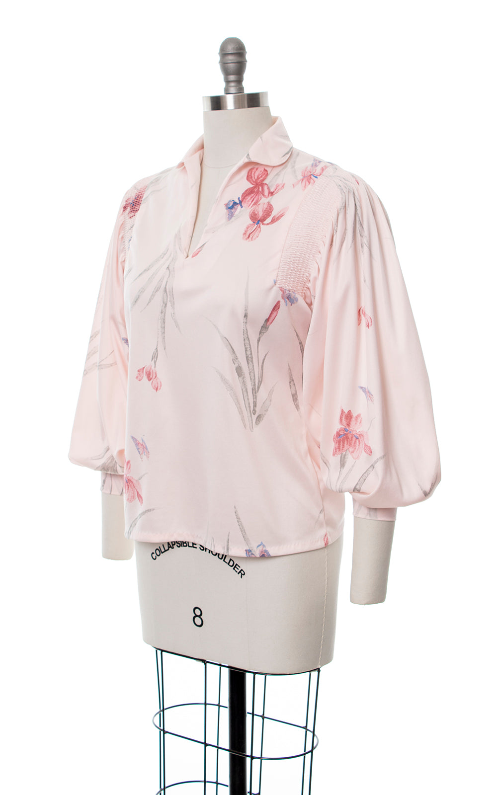 1970s 1980s Floral Balloon Sleeve Blouse | small/medium