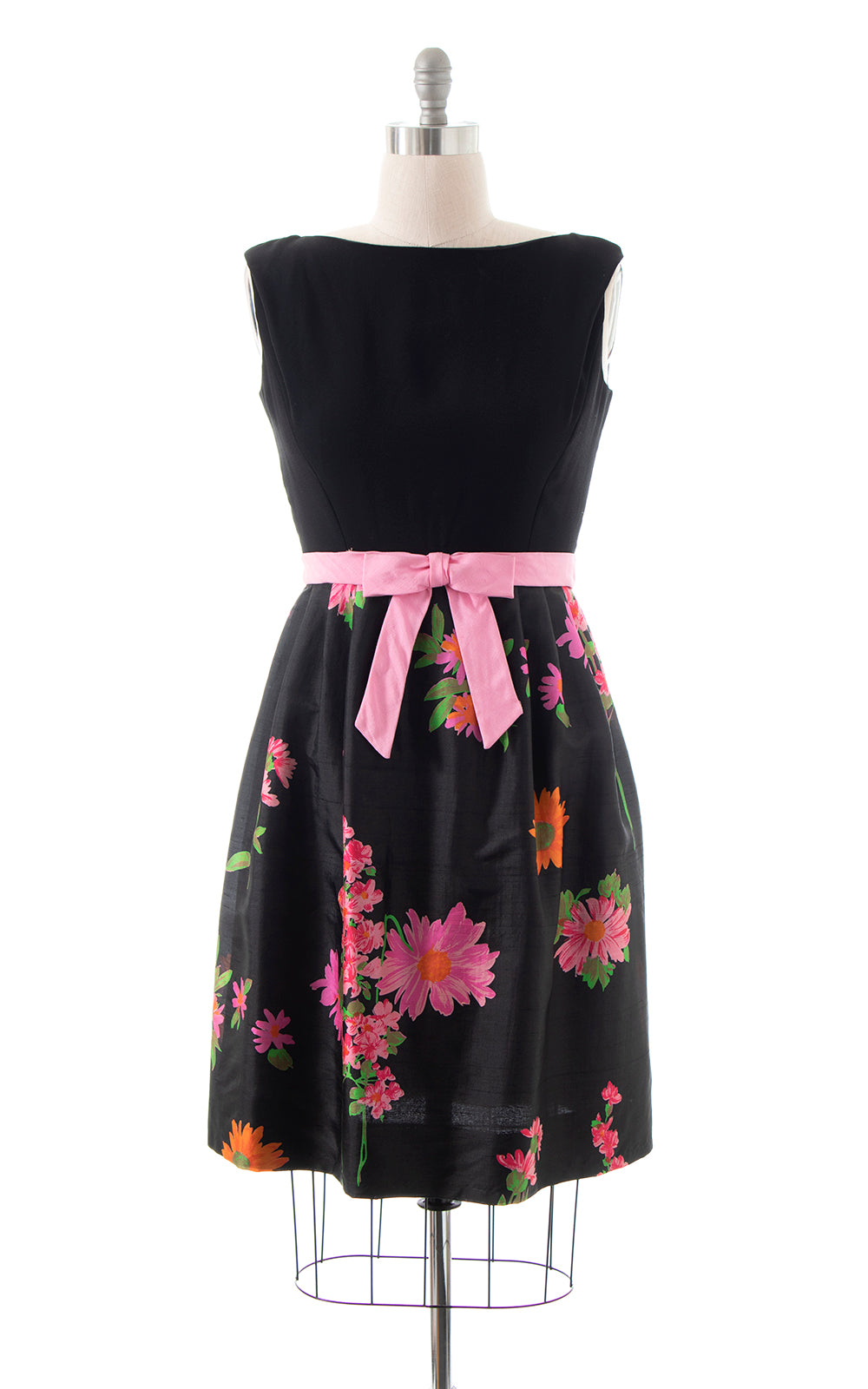 1960s Floral Silk Party Dress | medium Birthday Life Vintage 1960s Floral Silk Party Dress | medium Birthday Life Vintage
