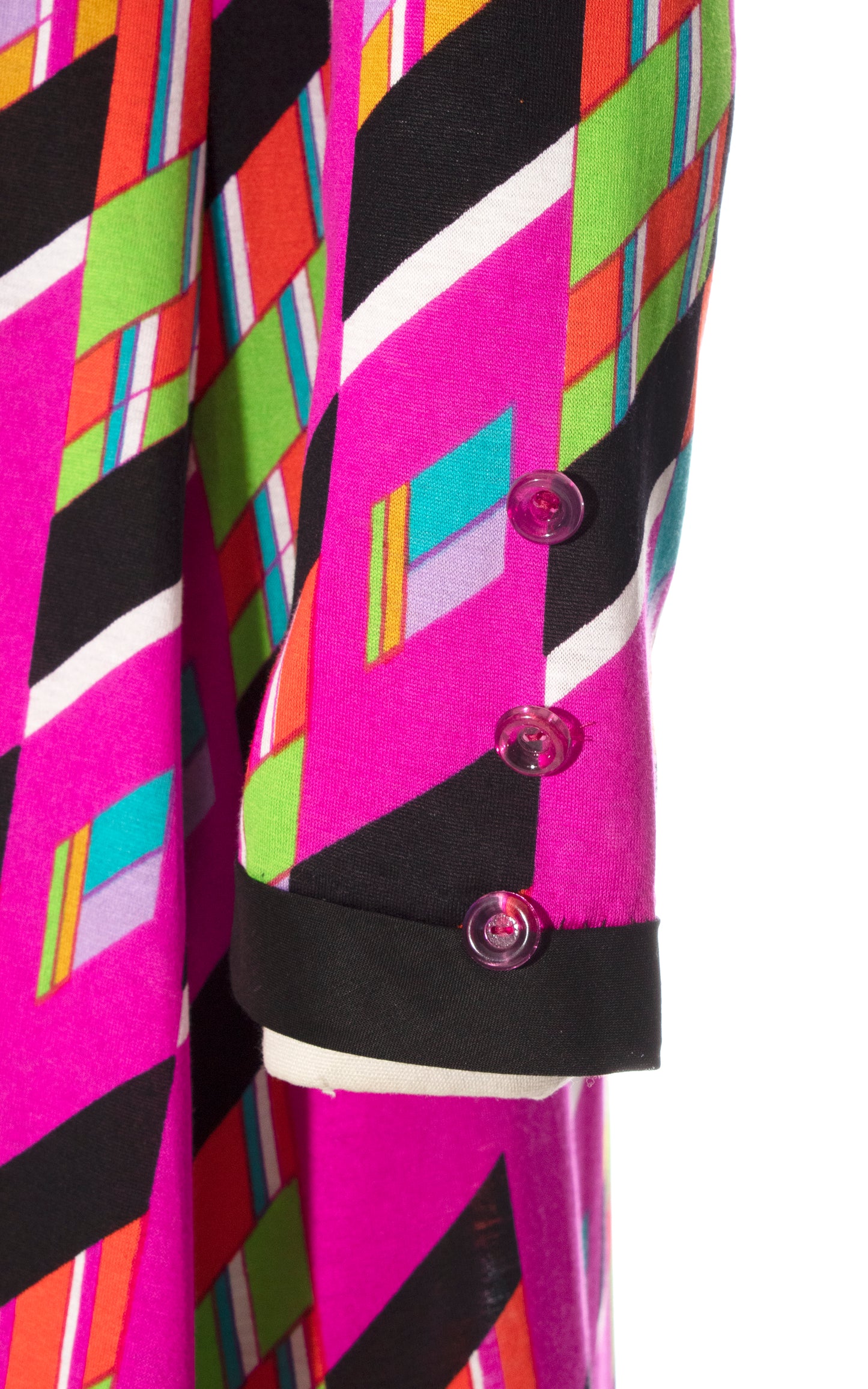 Vintage 70s 1970s OLEG CASSINI Geometric Printed Jersey Psychedelic Shift Dress Birthday Life Vintage