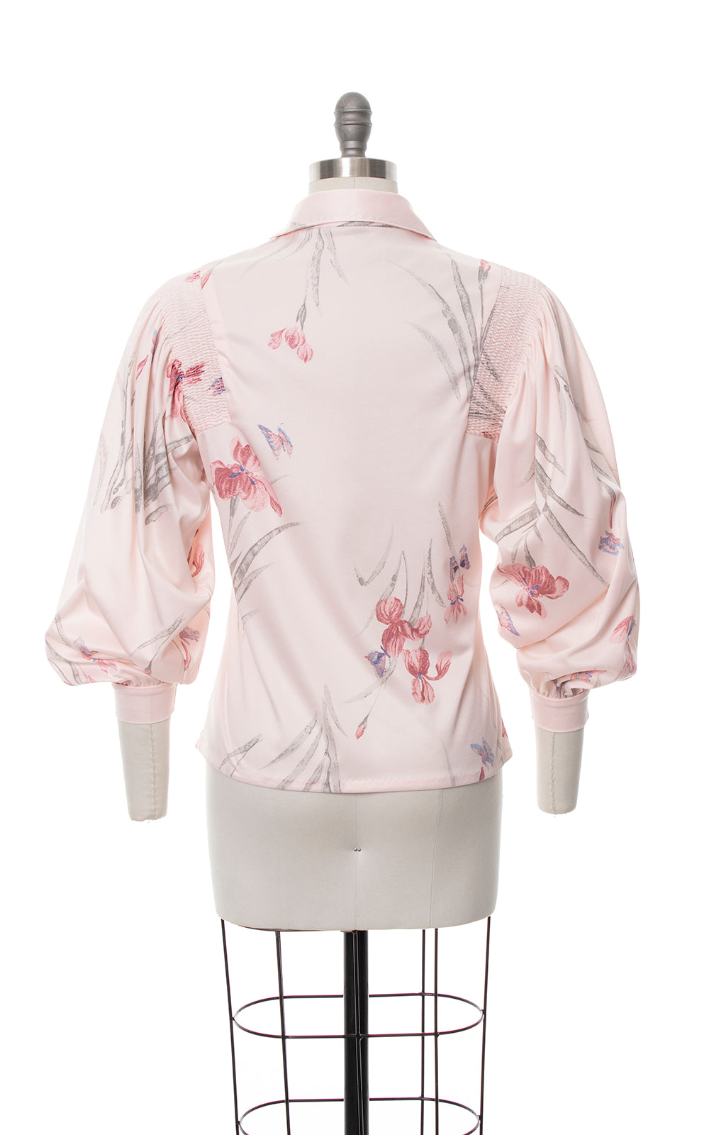1970s 1980s Floral Balloon Sleeve Blouse | small/medium