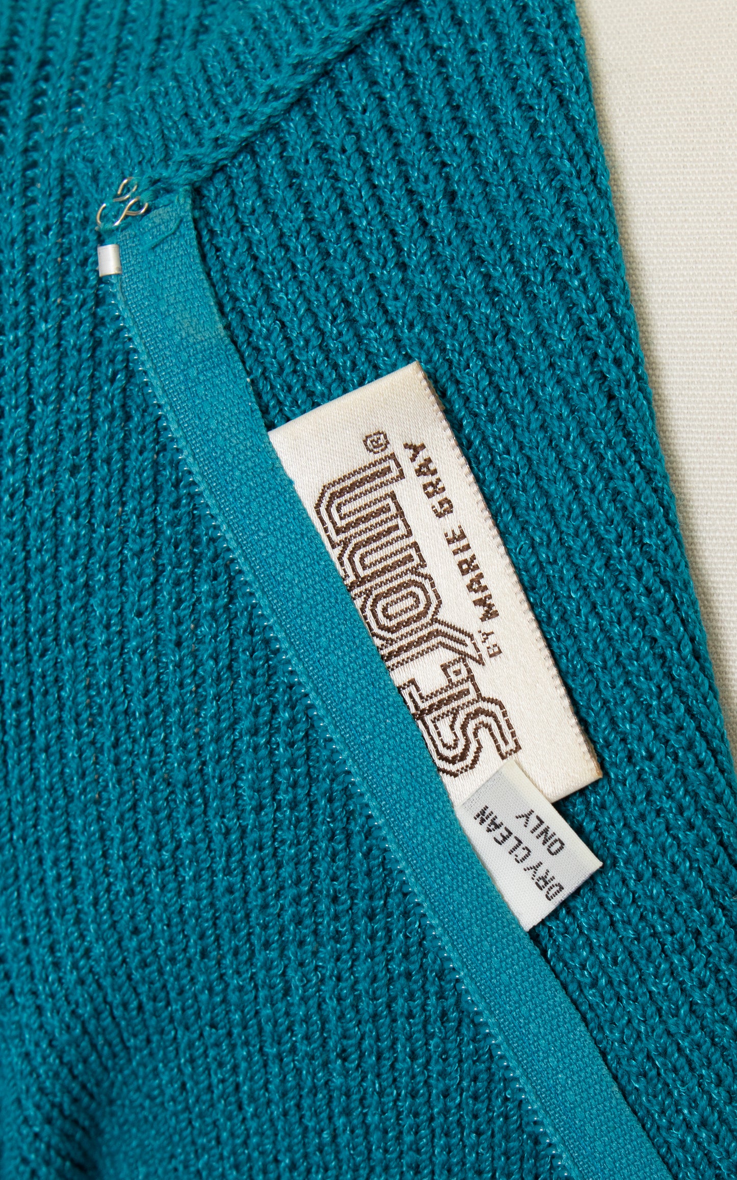 Vintage 80s 1980s ST. JOHN Teal Knit Wool Wiggle Sweater Dress BirthdayLifeVintage