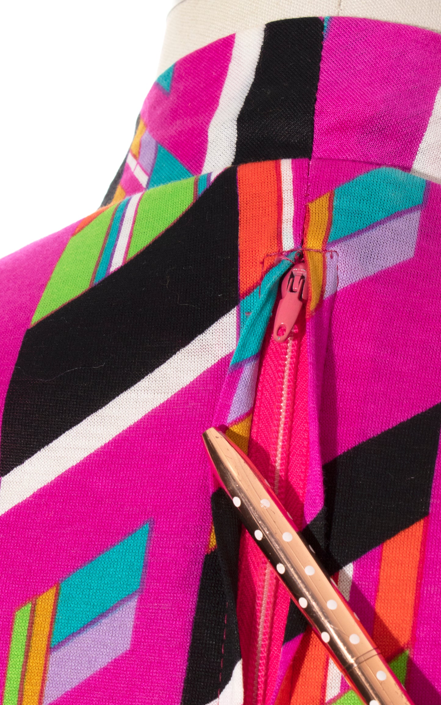 Vintage 70s 1970s OLEG CASSINI Geometric Printed Jersey Psychedelic Shift Dress Birthday Life Vintage
