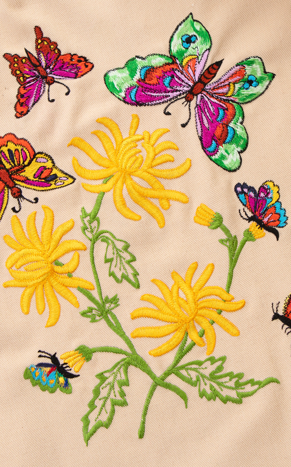 1970s Butterfly Floral Embroidered Twill Jacket | medium