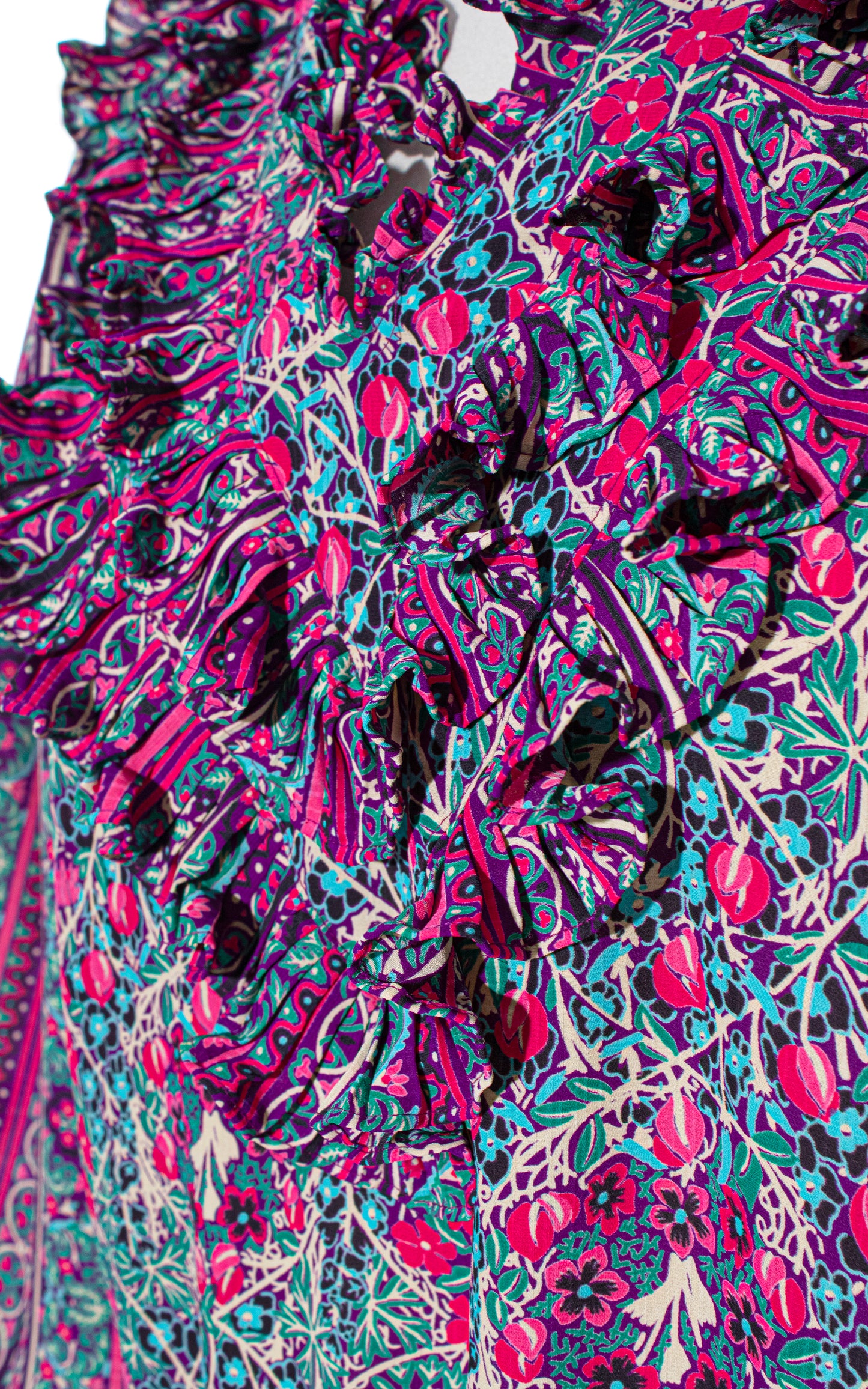 Vintage 80s 1980s DIANE FREIS Floral Ruffled Drop Waist Blouse Birthday Life Vintage