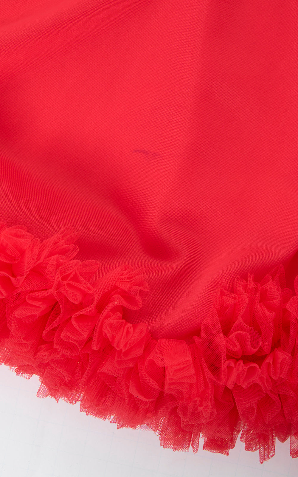 1950s Ruffled Sheer Red Nylon Nightie | medium/large