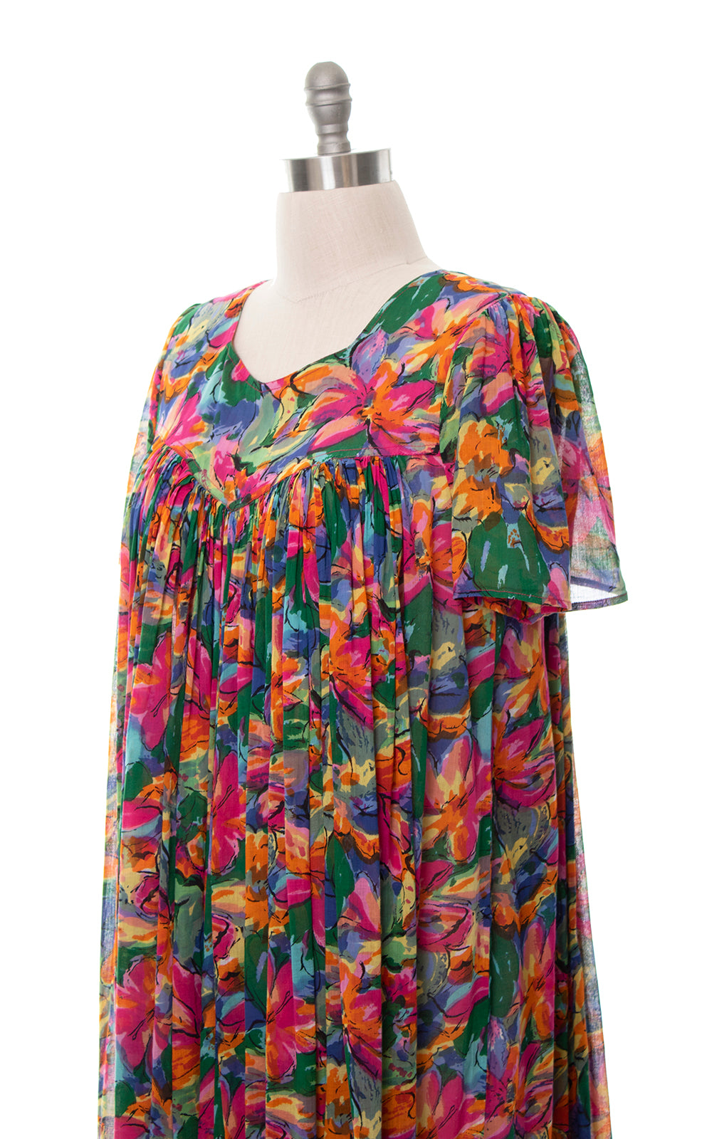 1980s Floral Cotton Trapeze Dress | medium/large/x-large