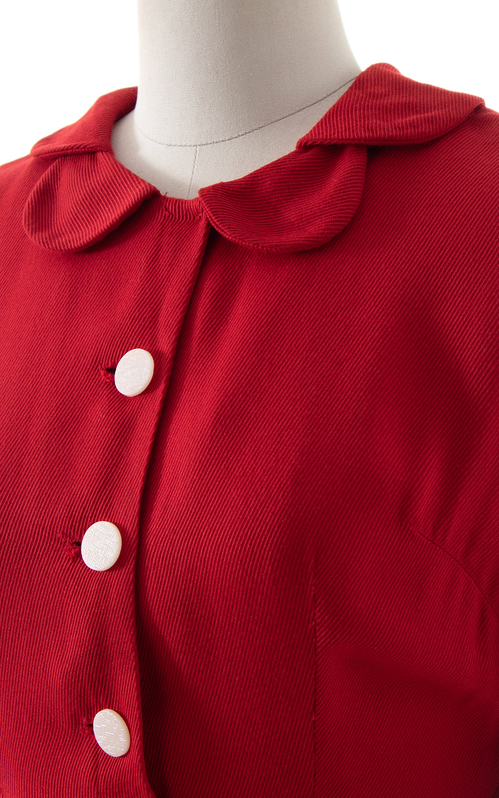 1960s Red Peter Pan Collar Shirt Dress BirthdayLifeVintage