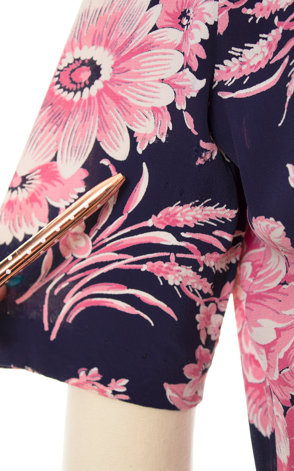 1940s Rose Floral Rayon Crepe Dress | small