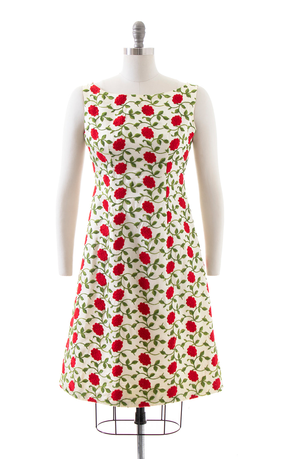 1960s EMMA DOMB Rose Embroidered Party Dress | small 1960s EMMA DOMB Rose Embroidered Party Dress | small