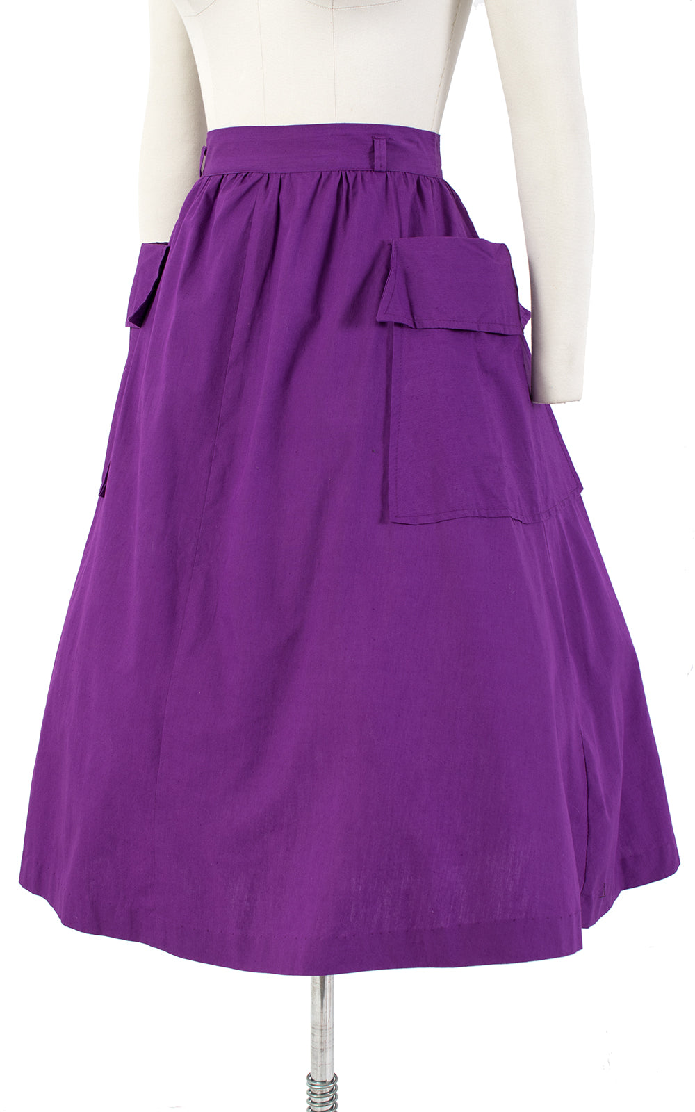 1950s Royal Purple Cotton Full Skirt with Big Pockets | medium