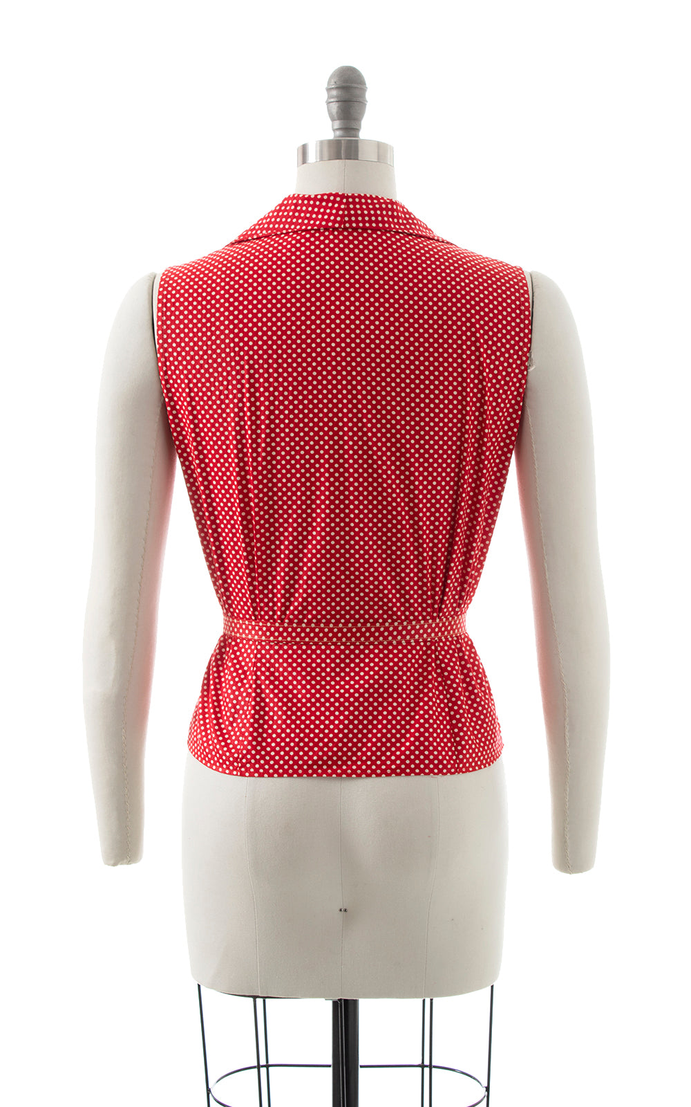 BLV x DEANNA || 1950s Polka Dot Belted Blouse | small/medium